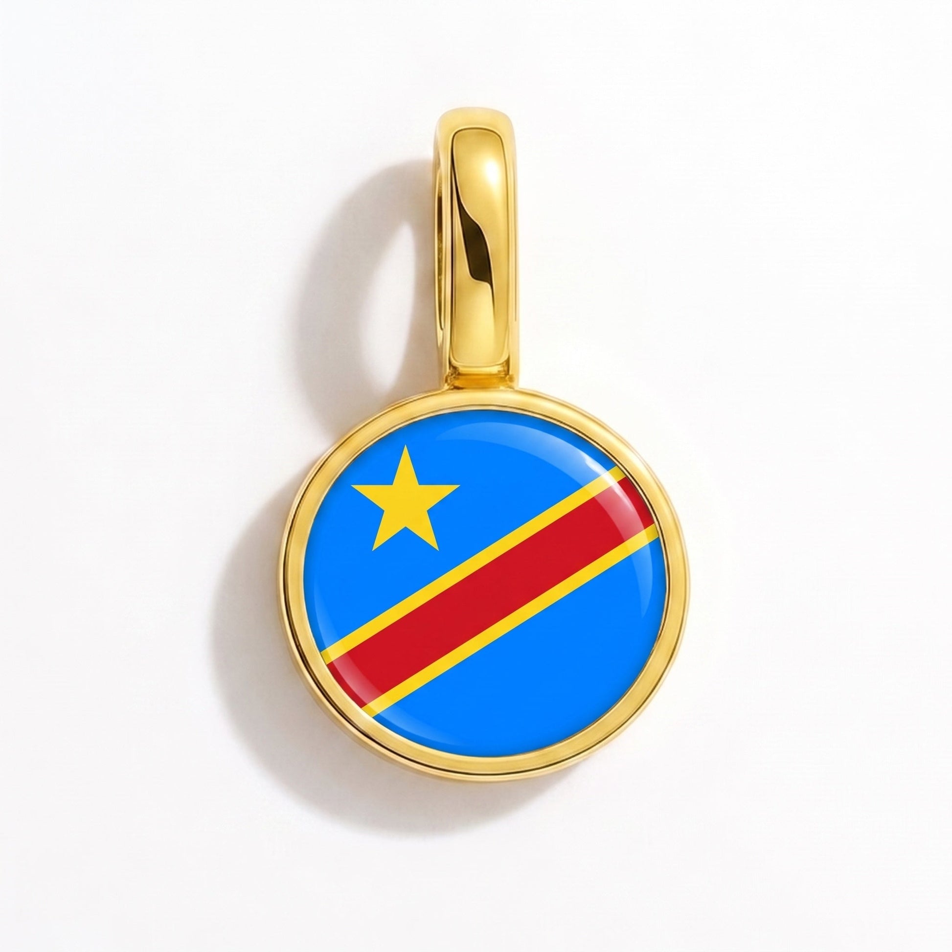 Flag charm Democratic Republic of the Congo – rectangular gold