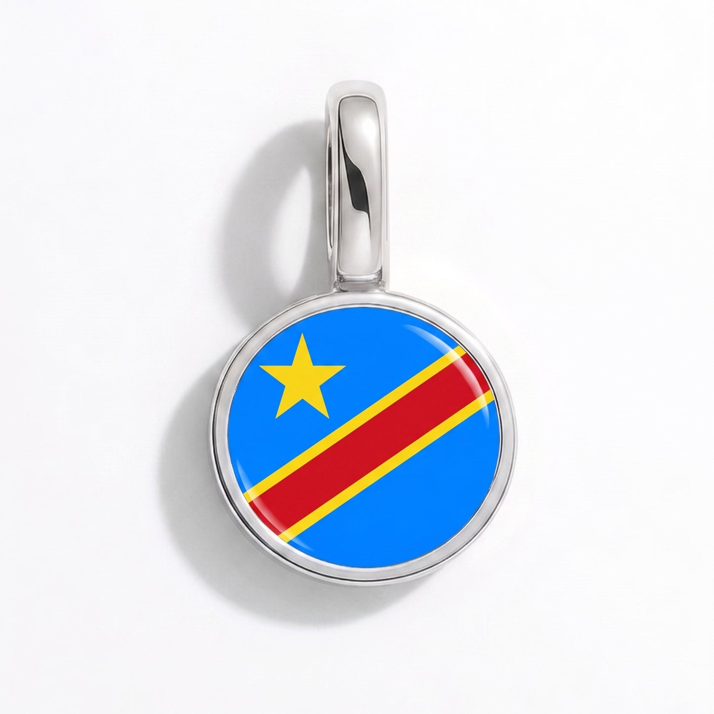 Flag charm Democratic Republic of the Congo – round silver