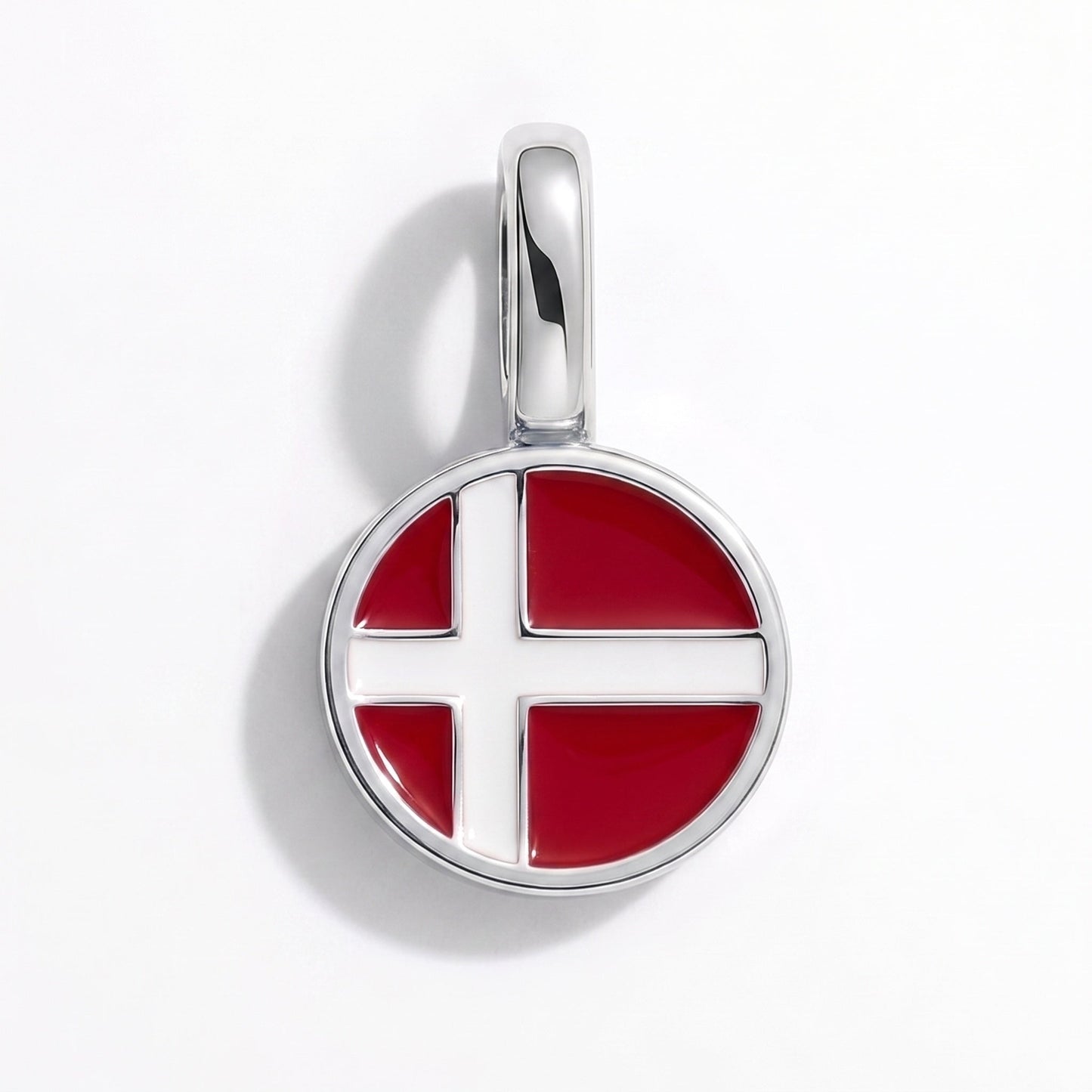 Flag charm Denmark – rectangular silver
