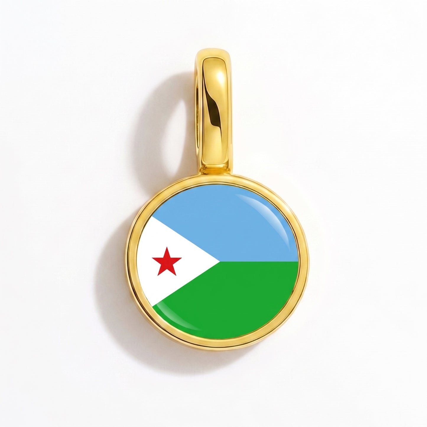 Flag charm Djibouti – round gold