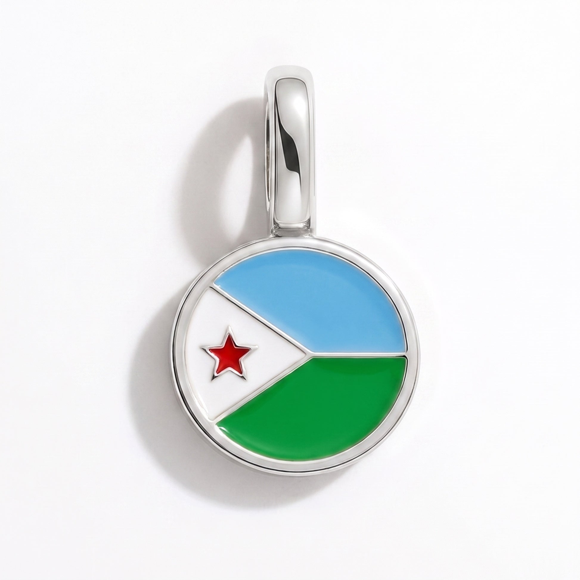 Flag charm Djibouti – round silver
