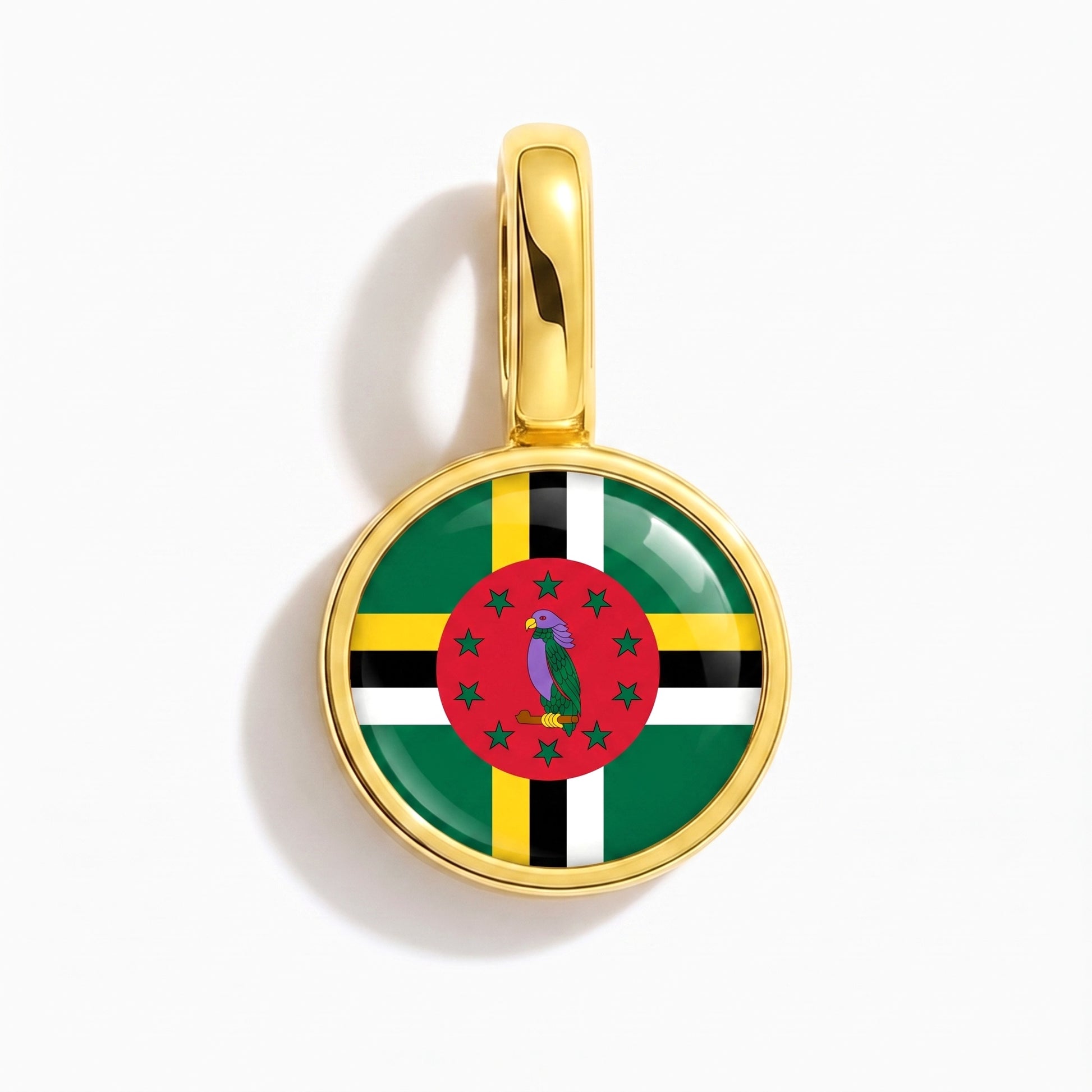 Flag charm Dominica – round gold