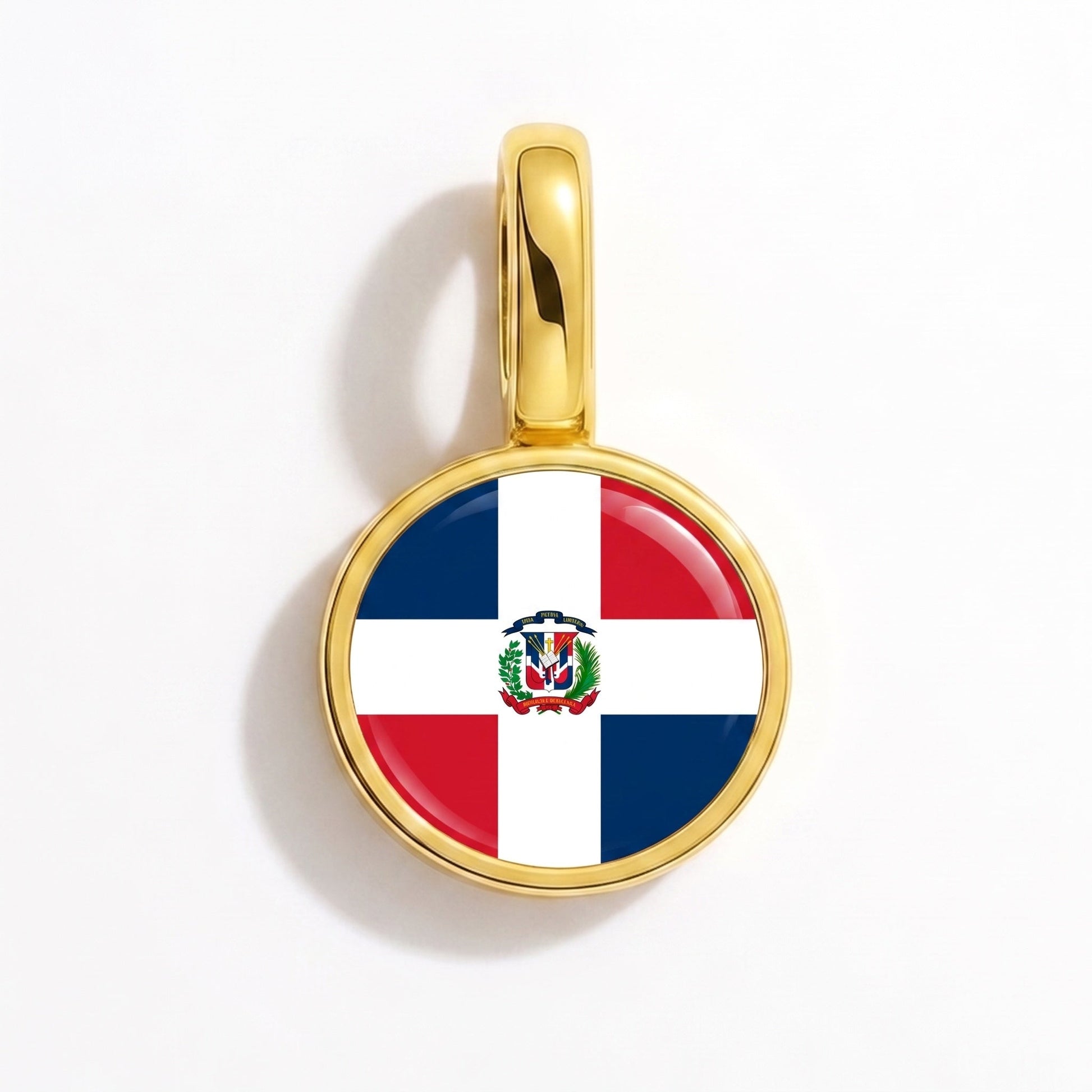 Flag charm Dominican Republic – rectangular gold