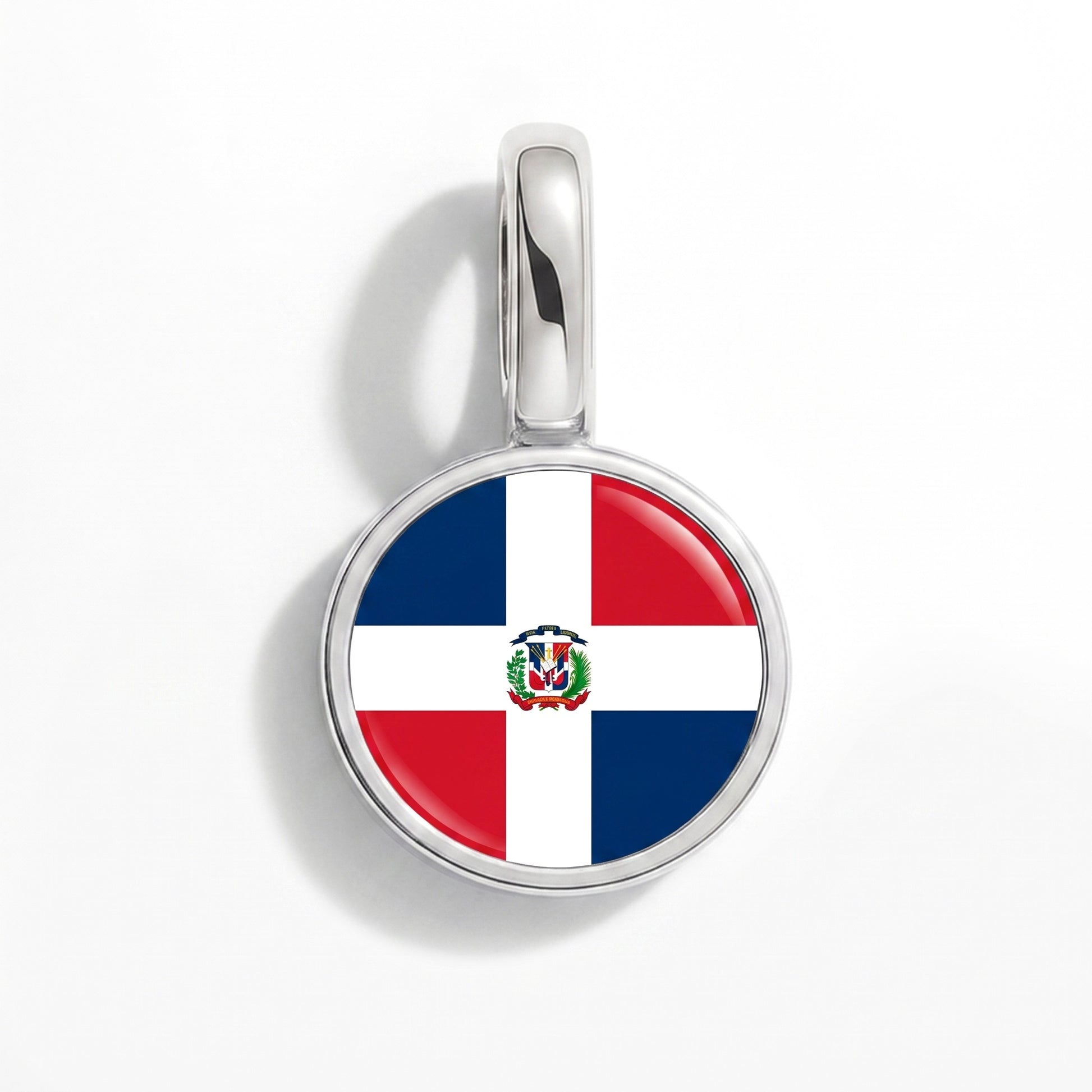 Flag charm Dominican Republic – round silver
