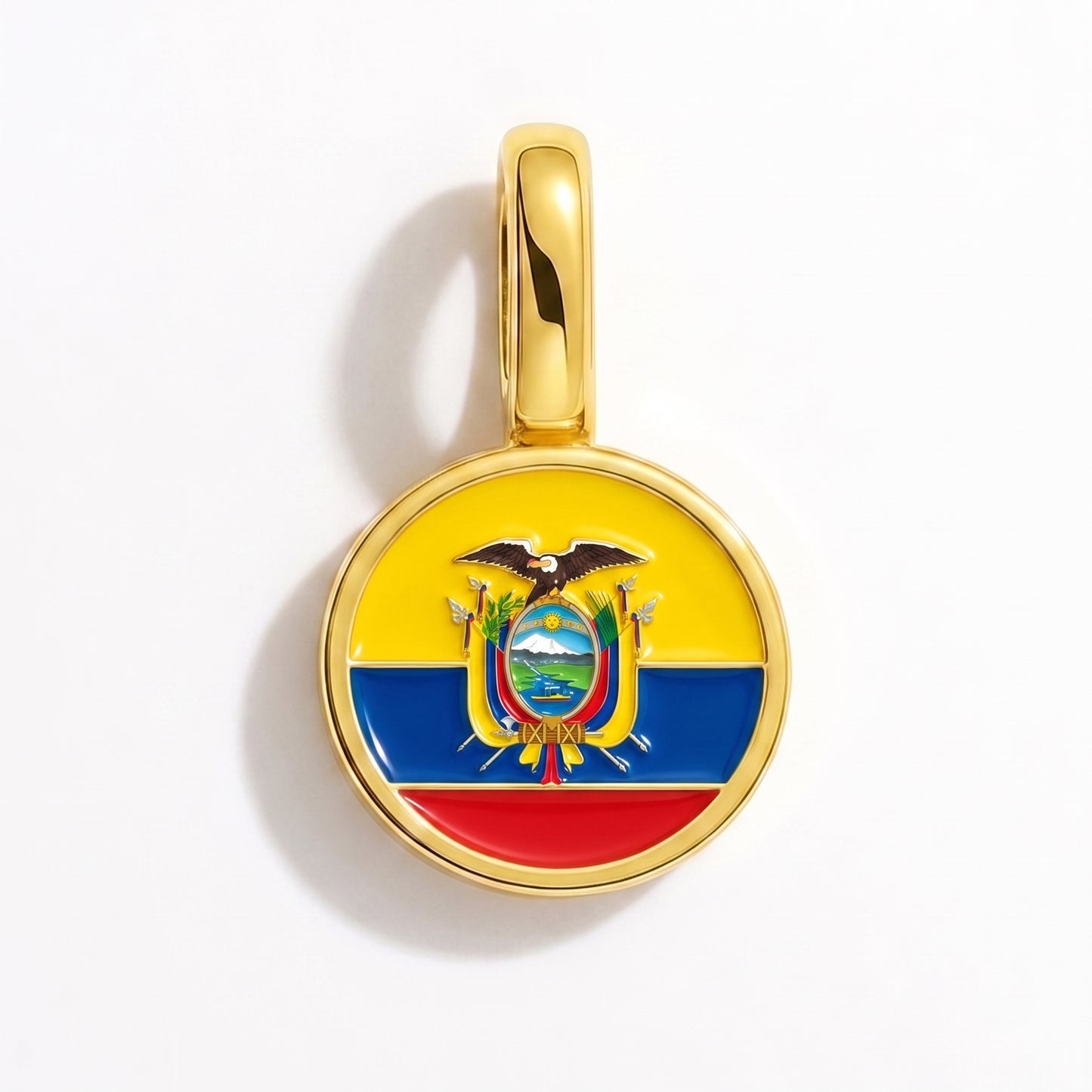 Flag charm Ecuador – round gold