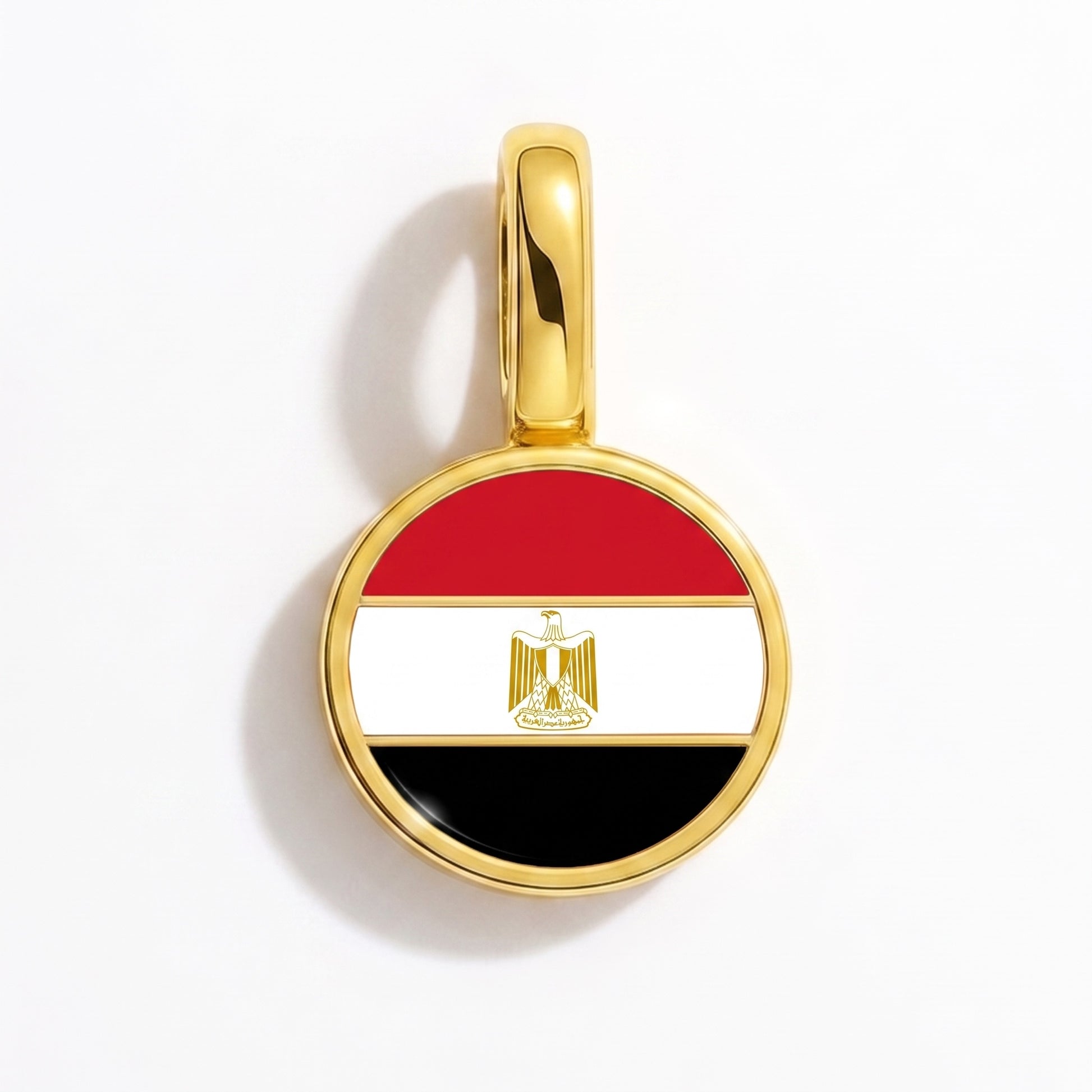 Flag charm Egypt – round gold