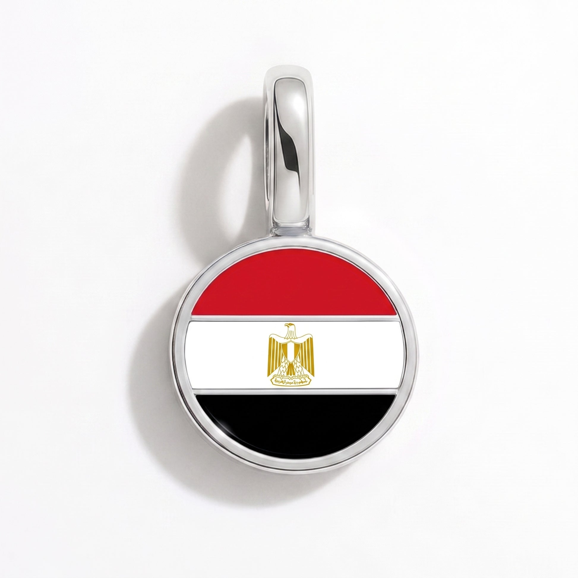 Flag charm Egypt – round silver