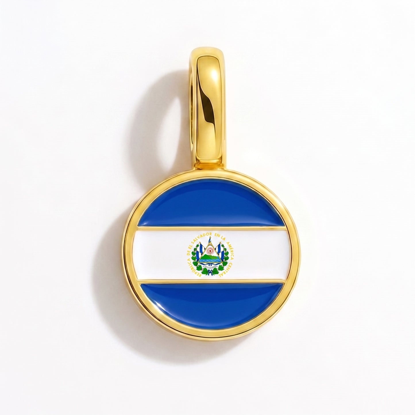 Flag charm El Salvador – round gold
