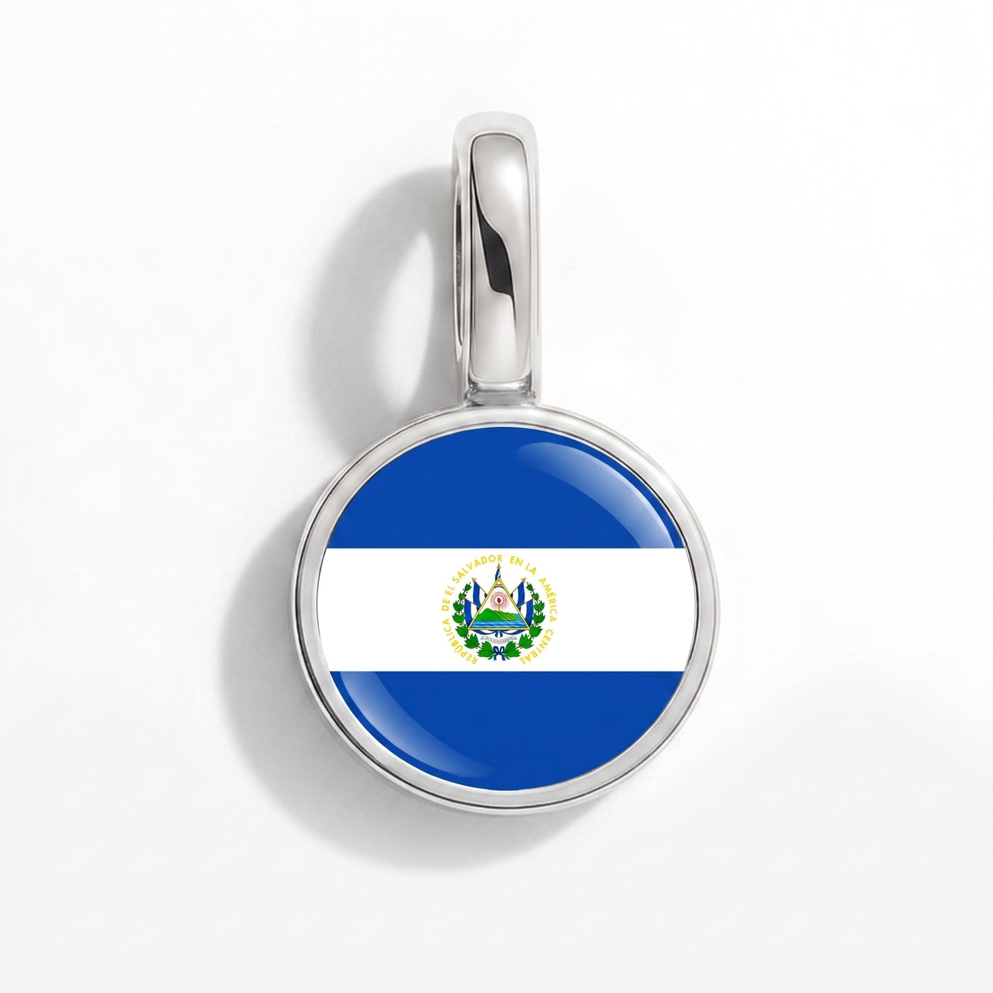Flag charm El Salvador – round silver