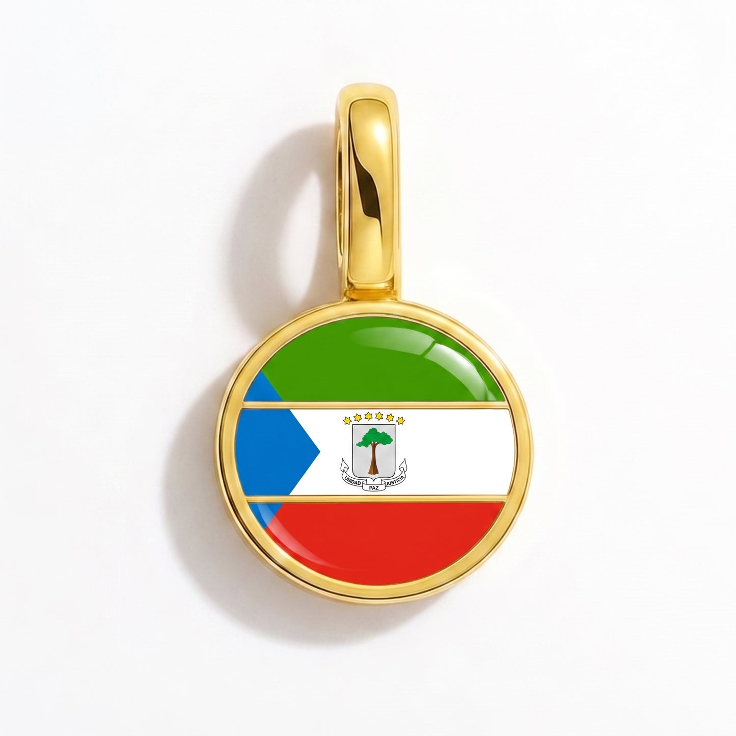 Flag charm Equatorial Guinea – round gold