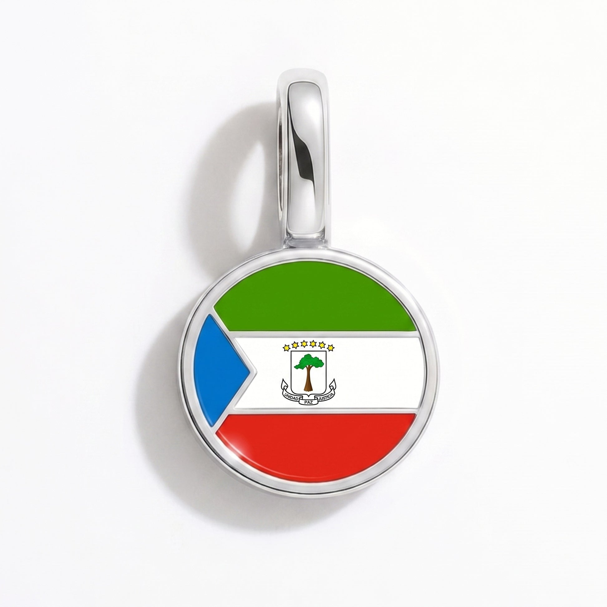 Flag charm Equatorial Guinea – round silver