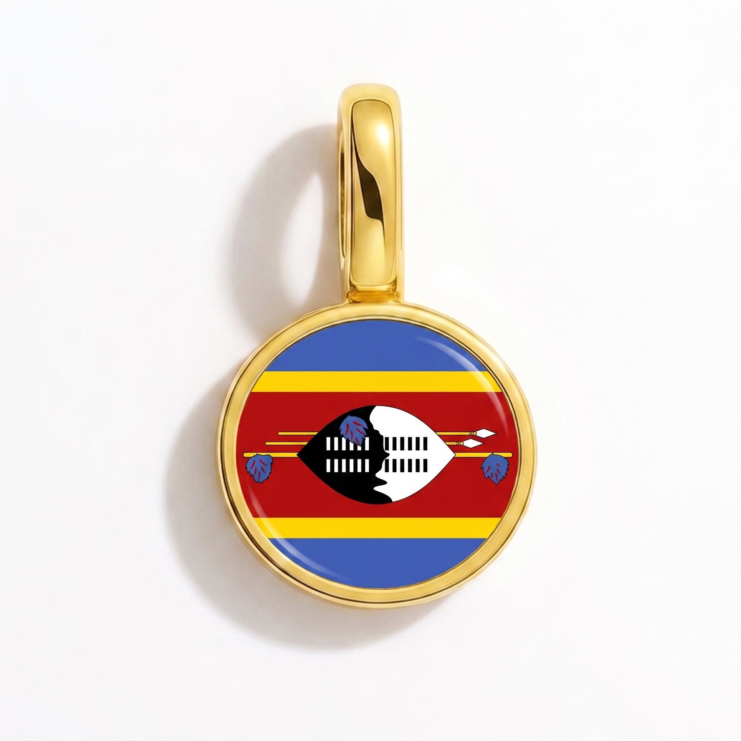 Flag charm Eswatini – round gold