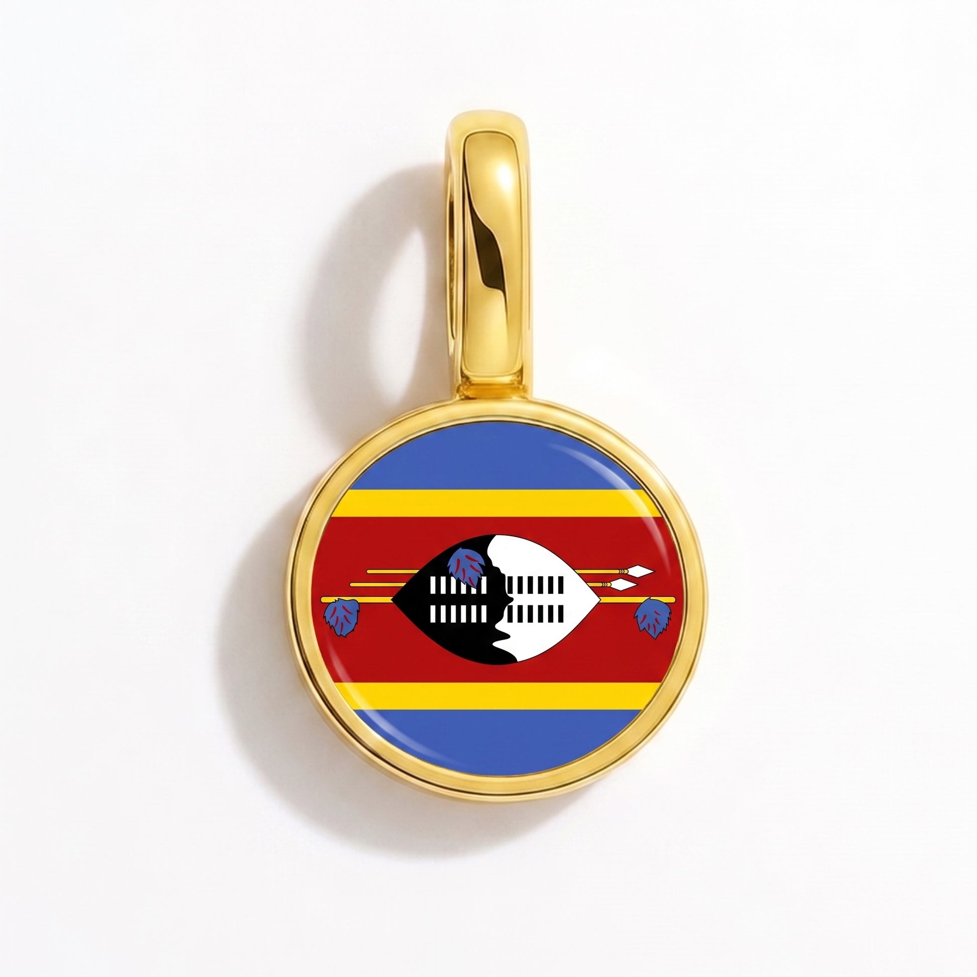 Flag charm Eswatini – round gold