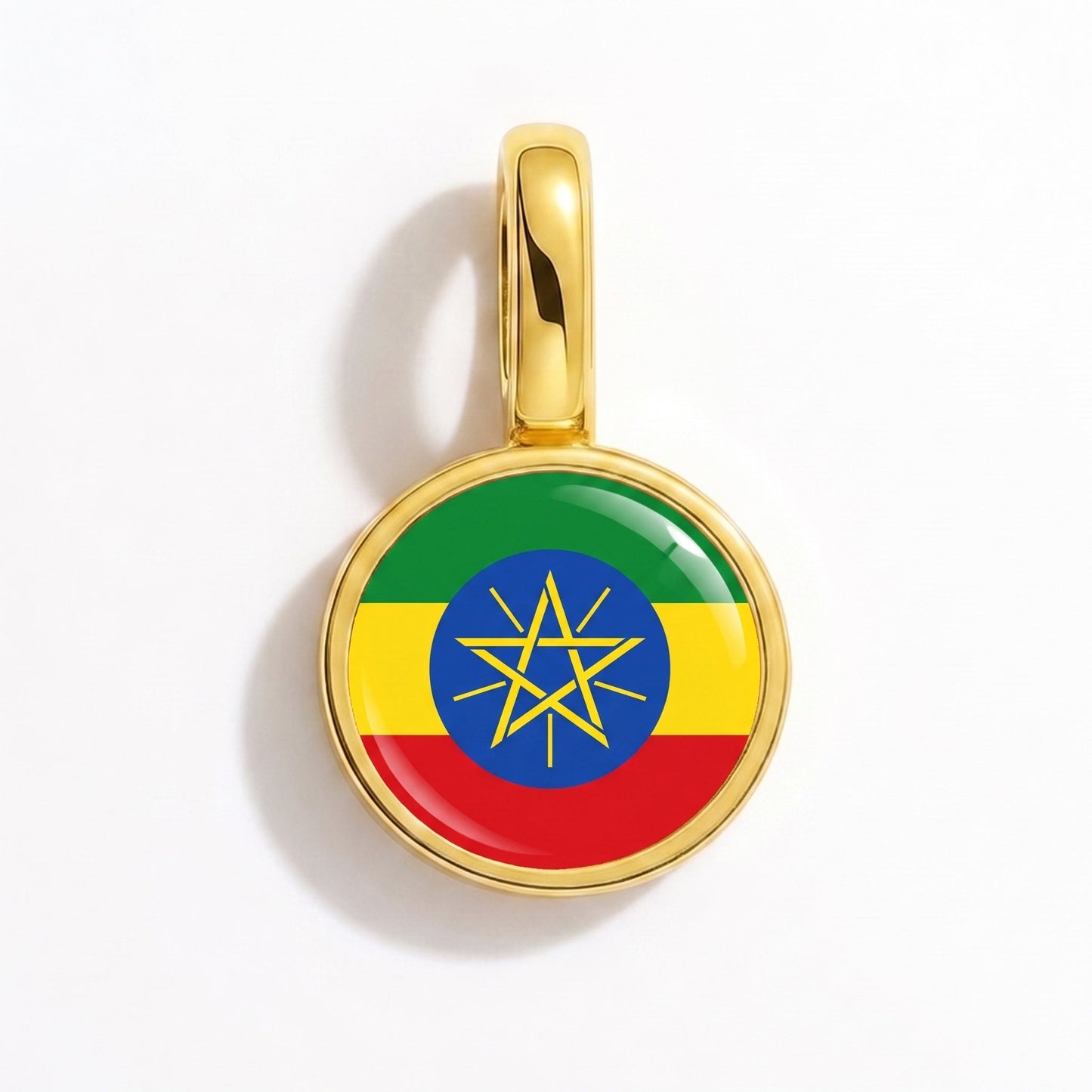 Flag charm Ethiopia – rectangular gold