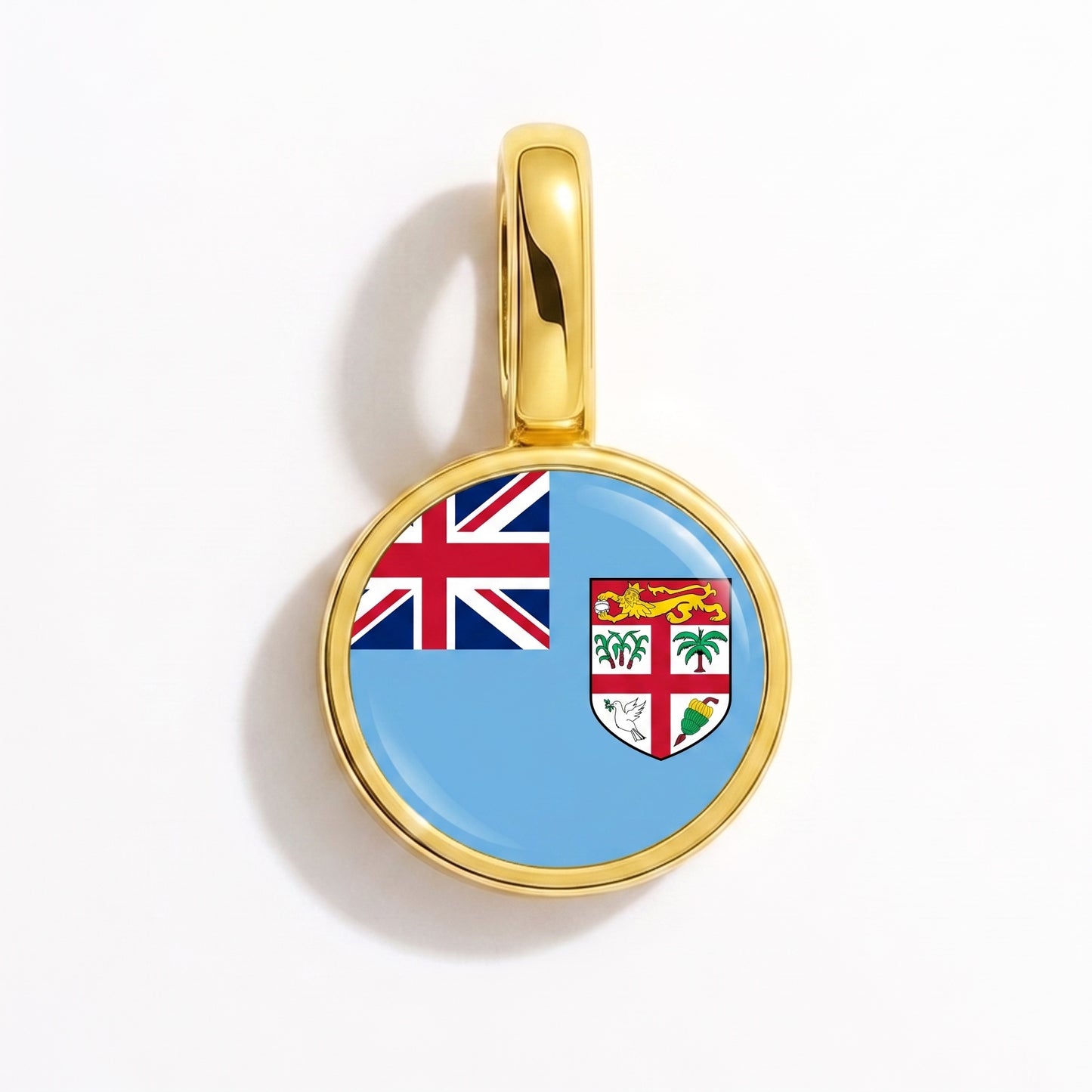 Flag charm Fiji – round gold
