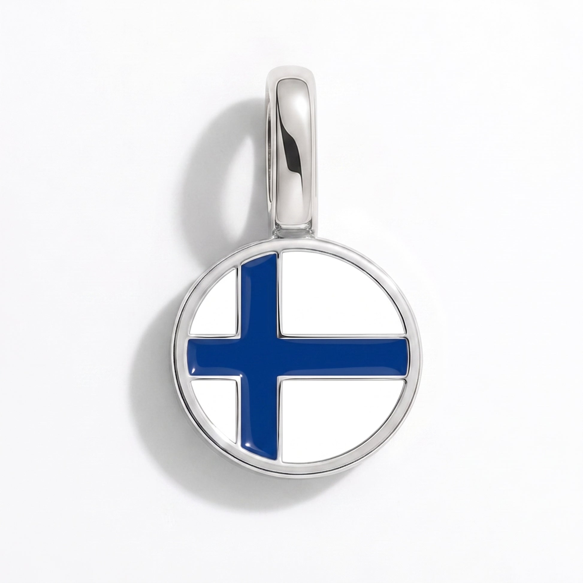 Flag charm Finland – round silver