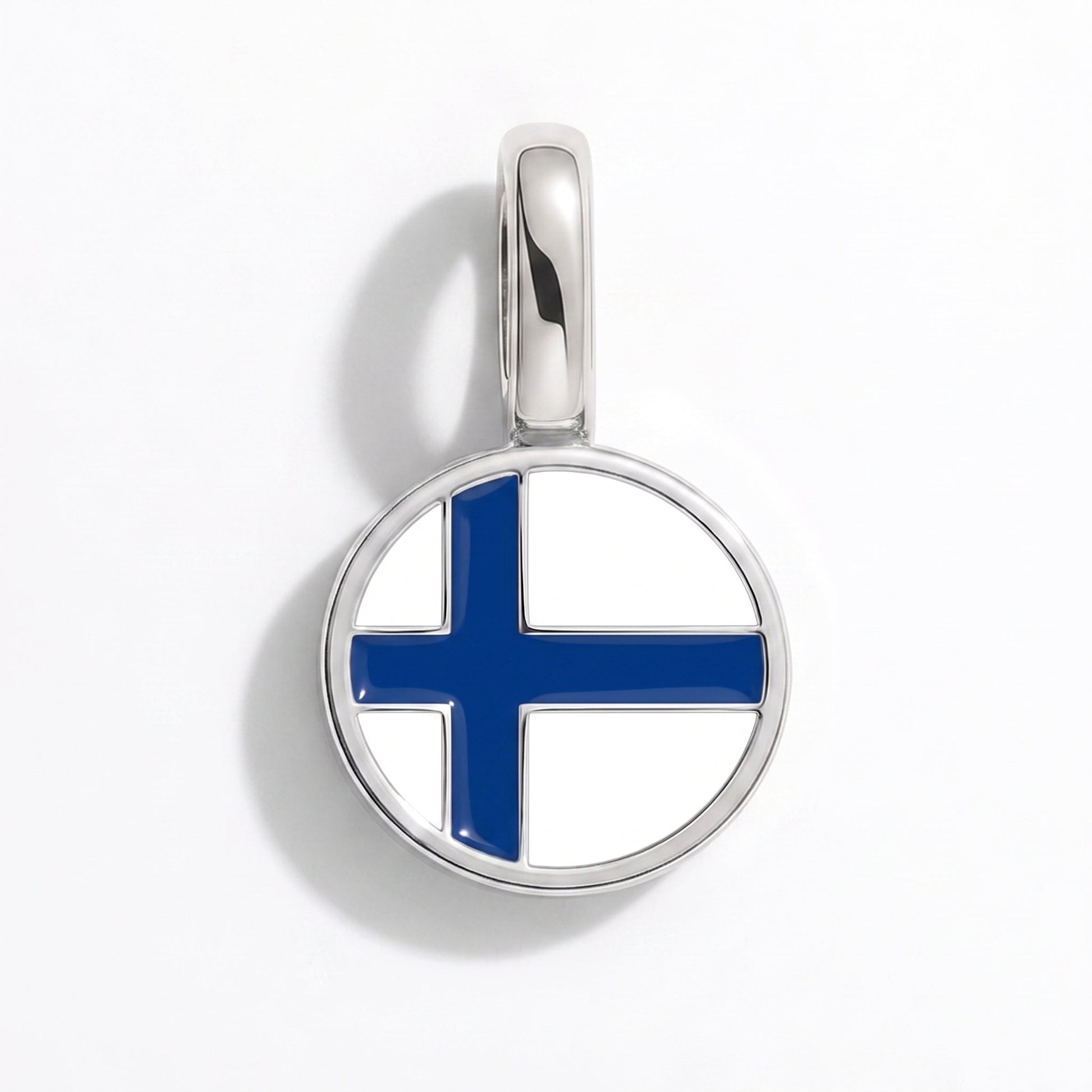 Flag charm Finland – rectangular silver