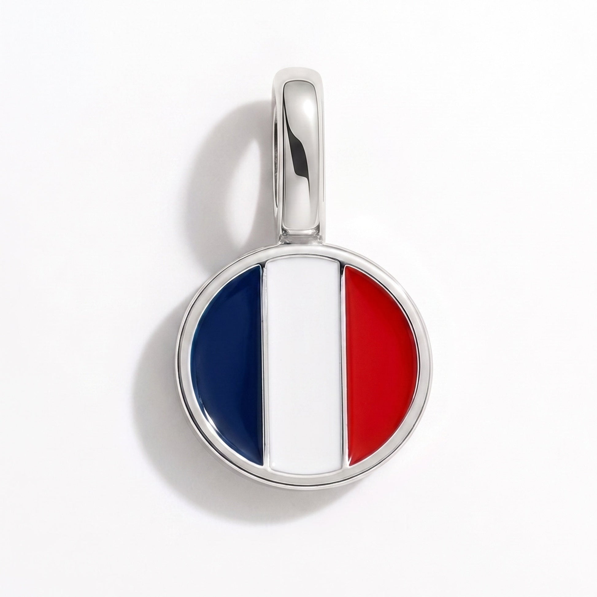 Flag charm France – rectangular silver