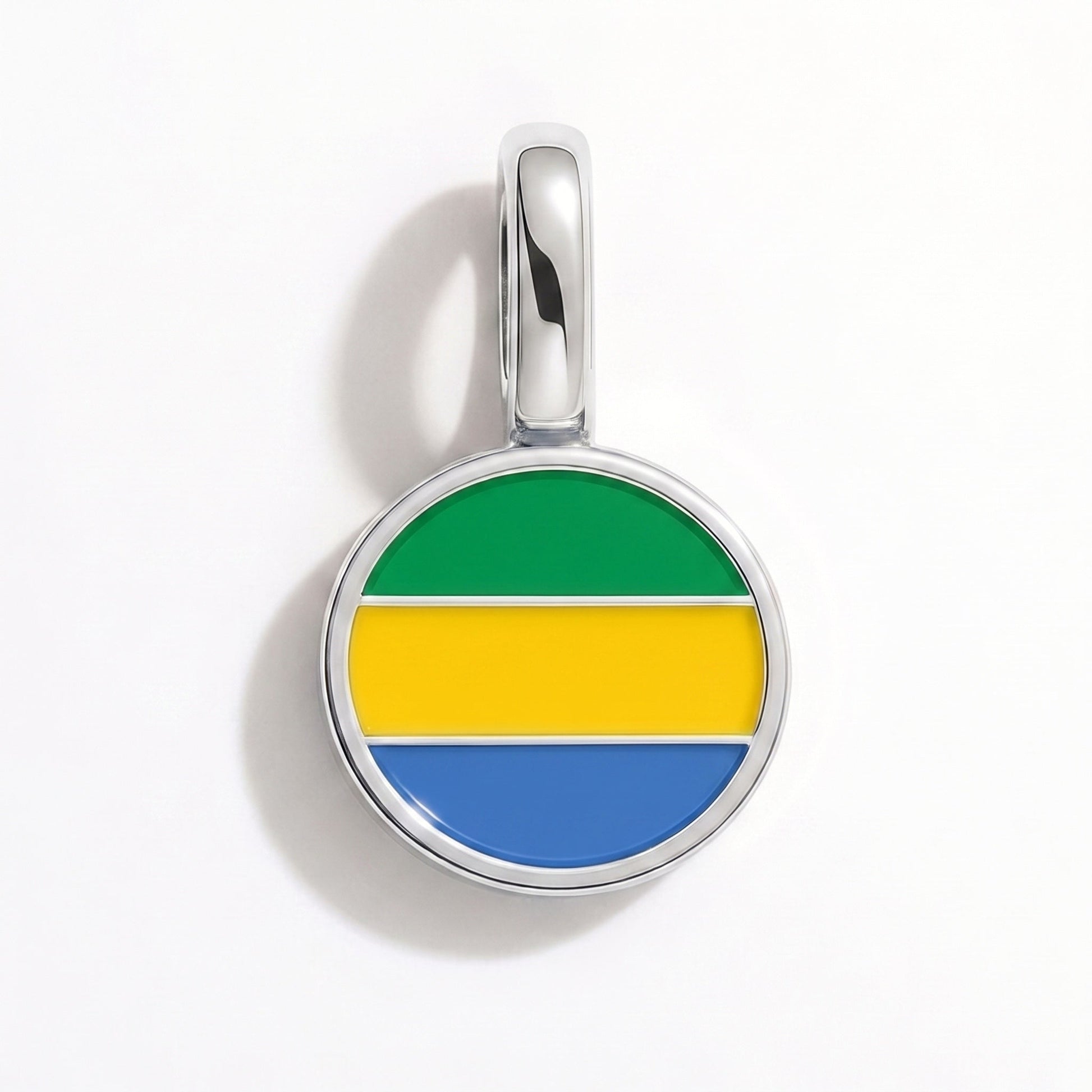 Flag charm Gabon – rectangular silver