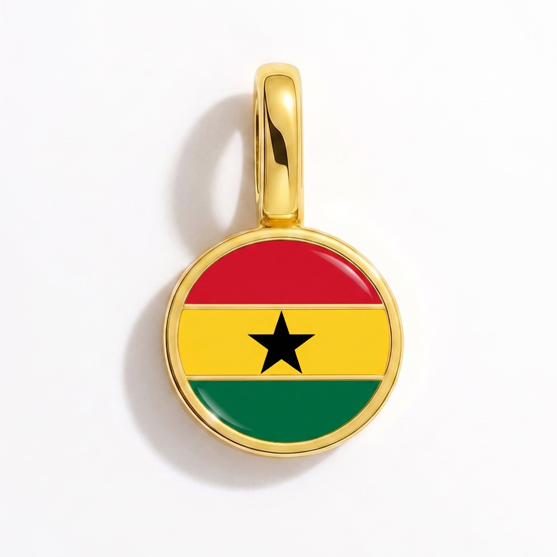 Flag charm Ghana – round gold