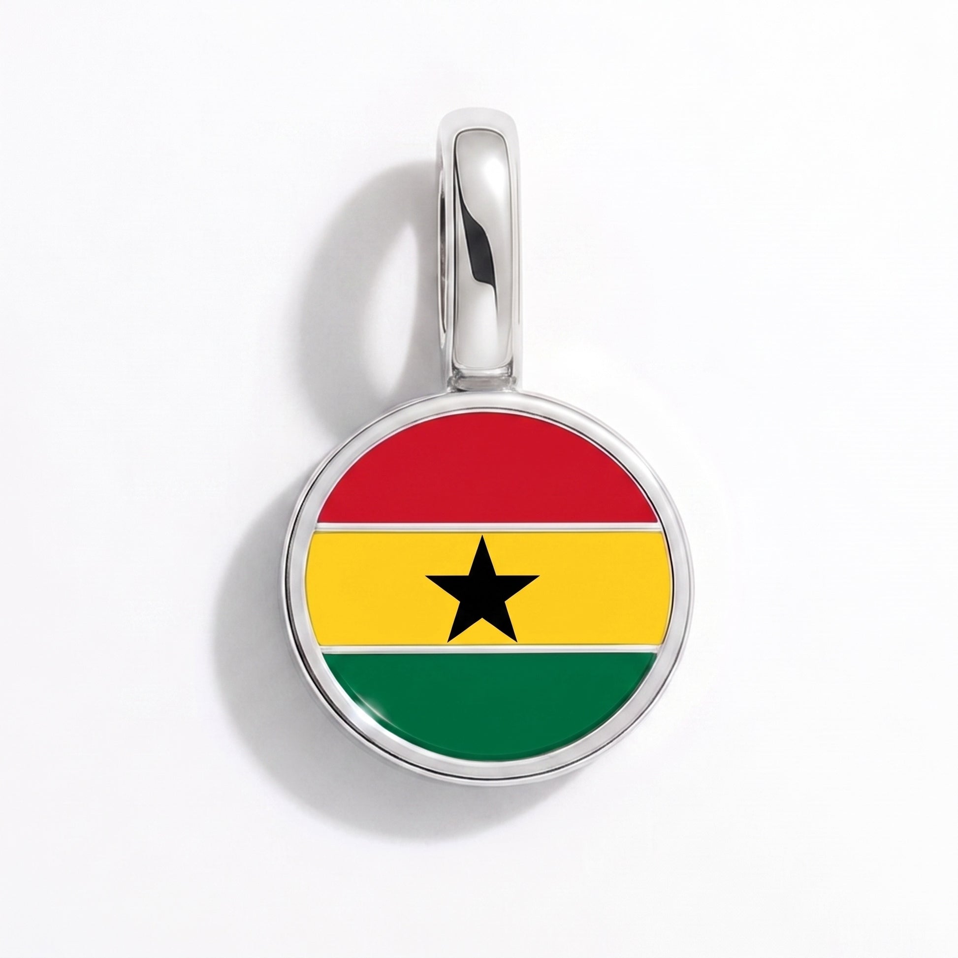 Flag charm Ghana – round silver