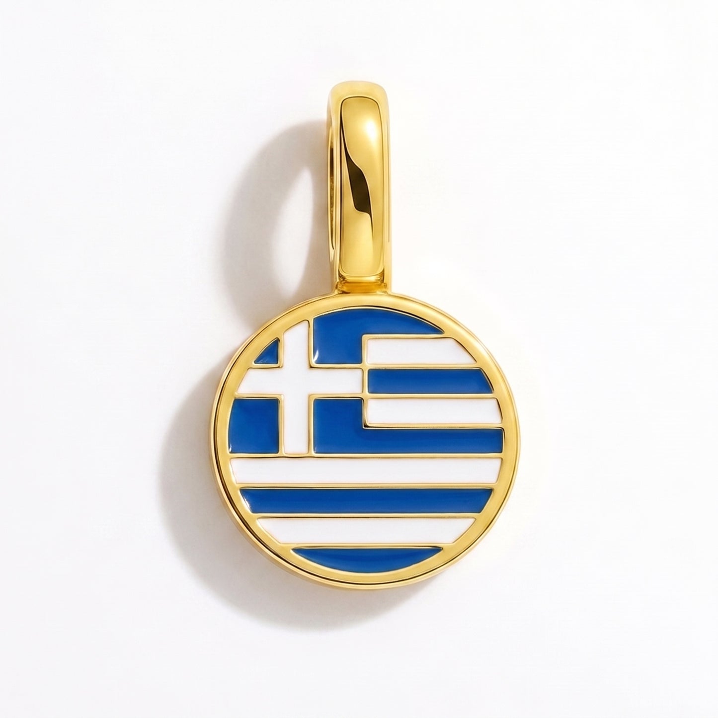 Flag charm Greece – round gold