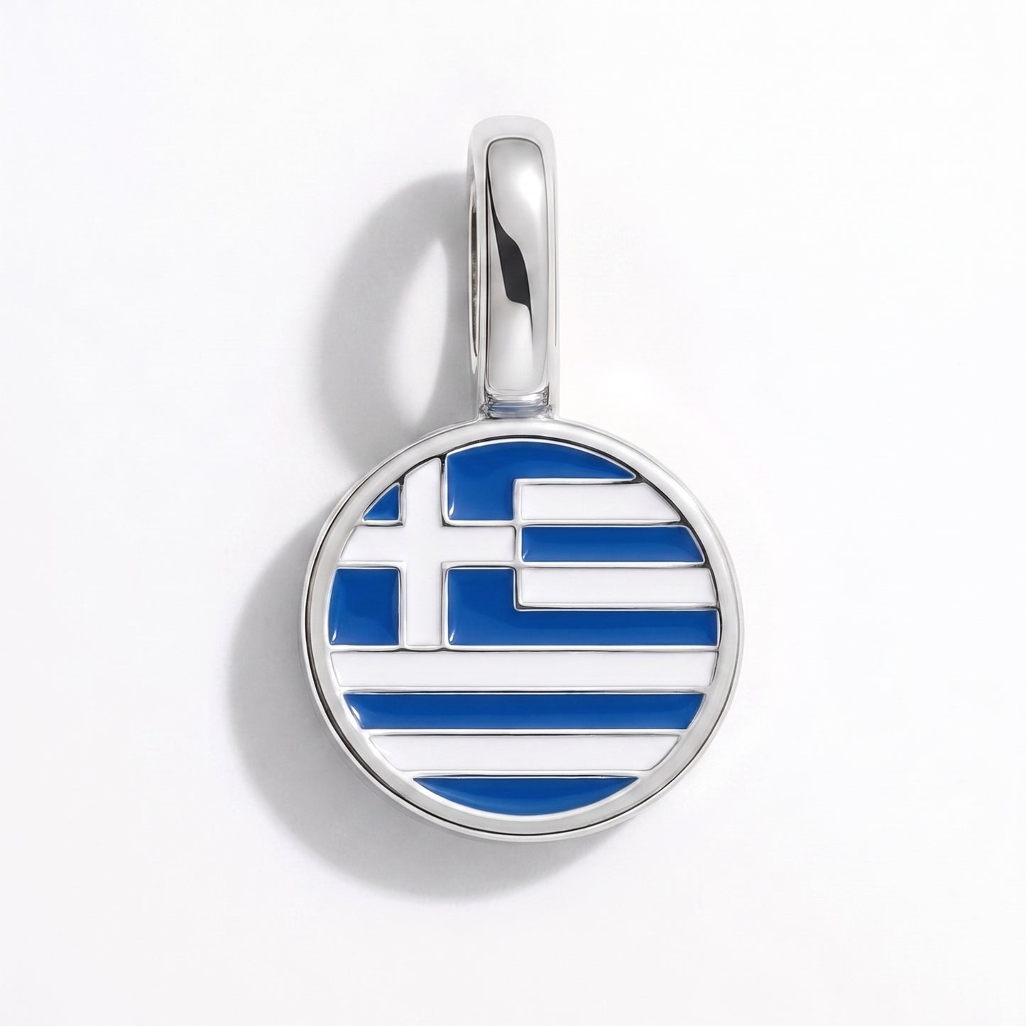Flag charm Greece – round silver