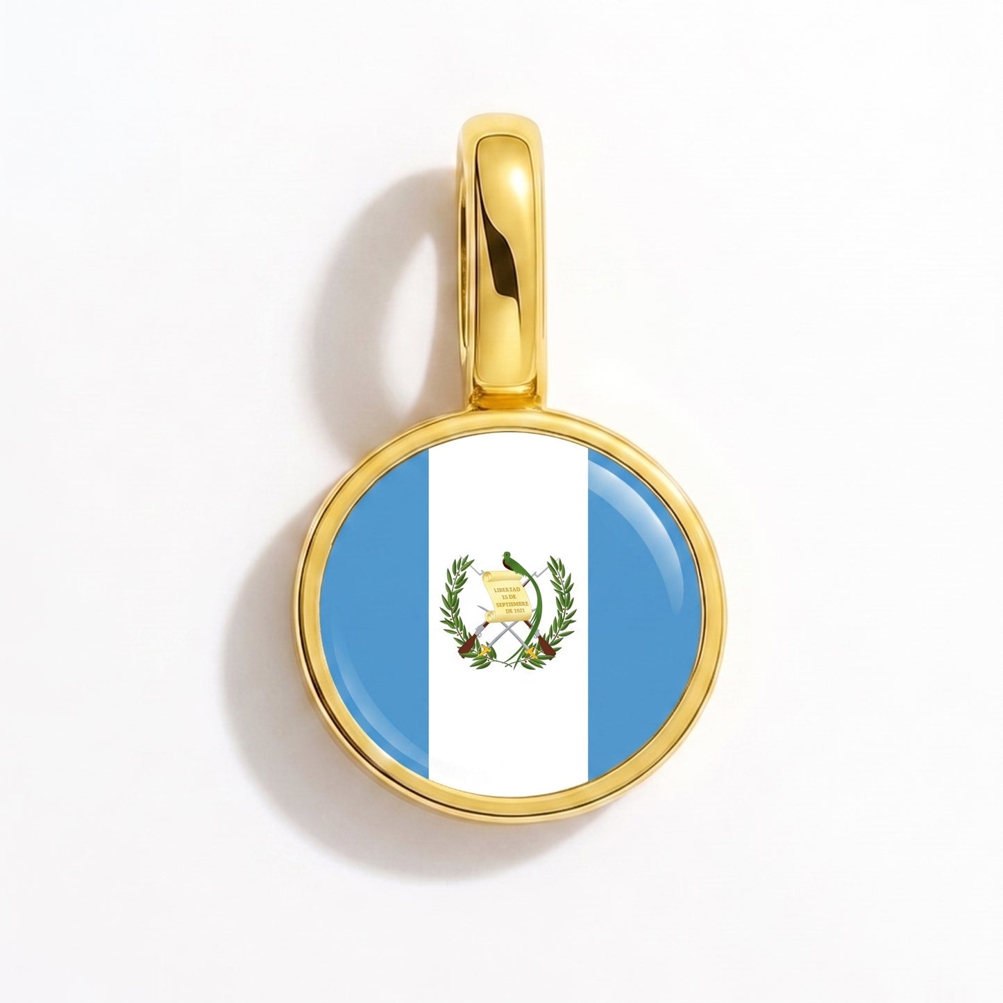 Flag charm Guatemala – round gold