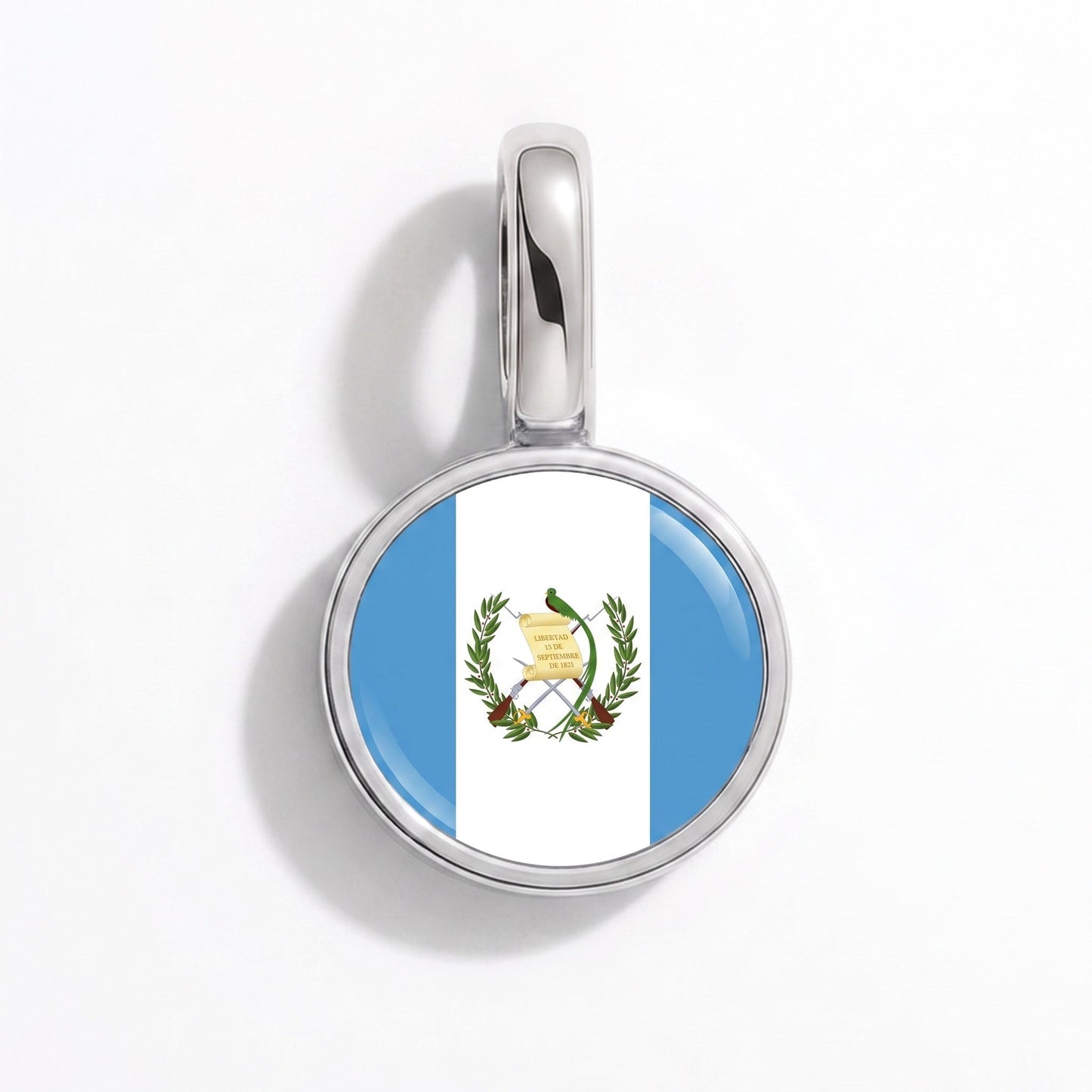 Flag charm Guatemala – rectangular silver