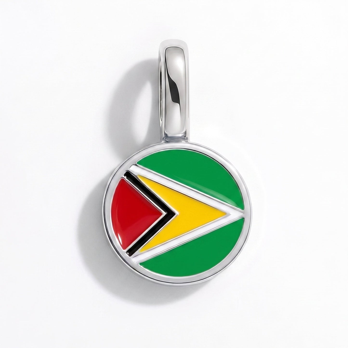 Flag charm Guyana – rectangular silver
