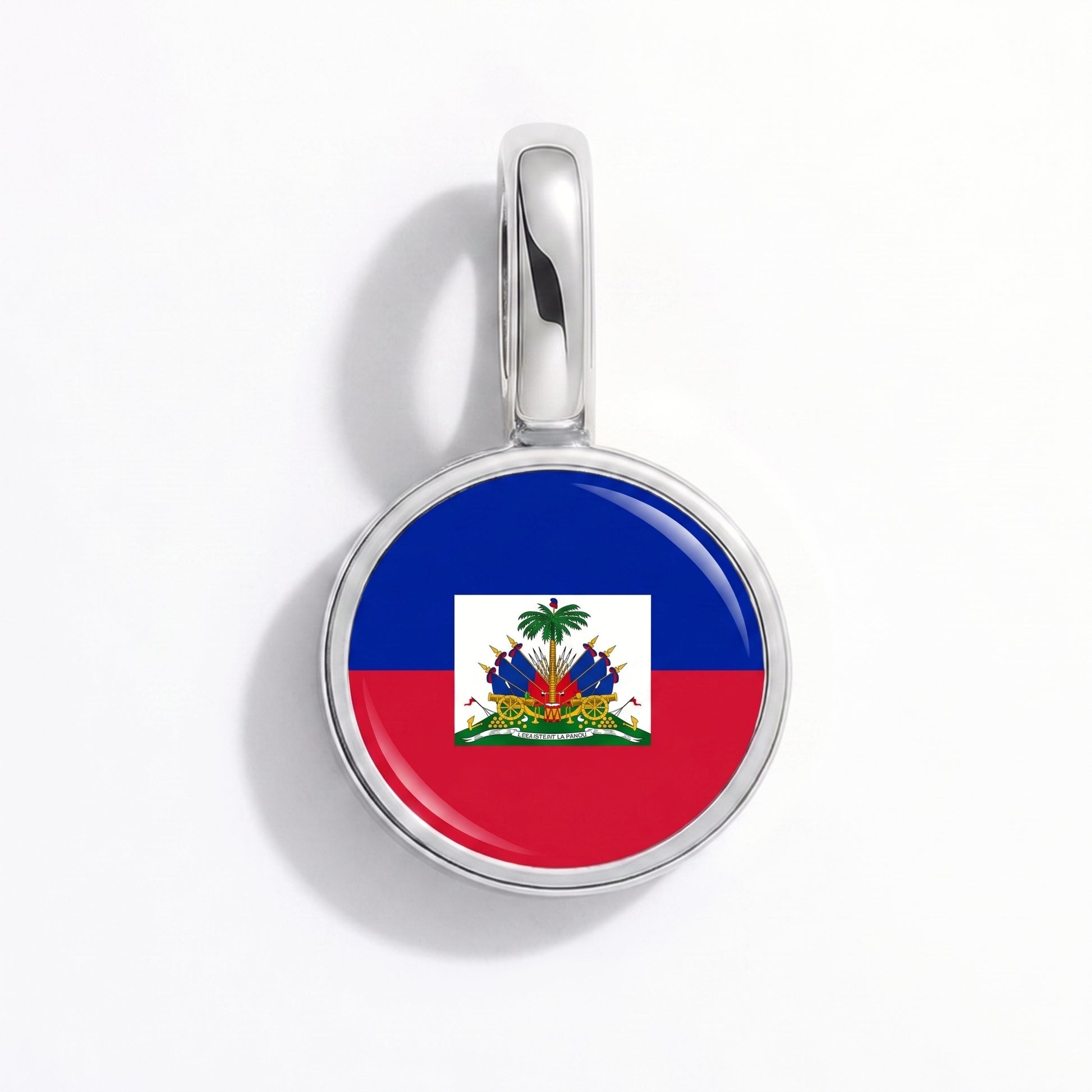 Flag charm Haiti – round silver