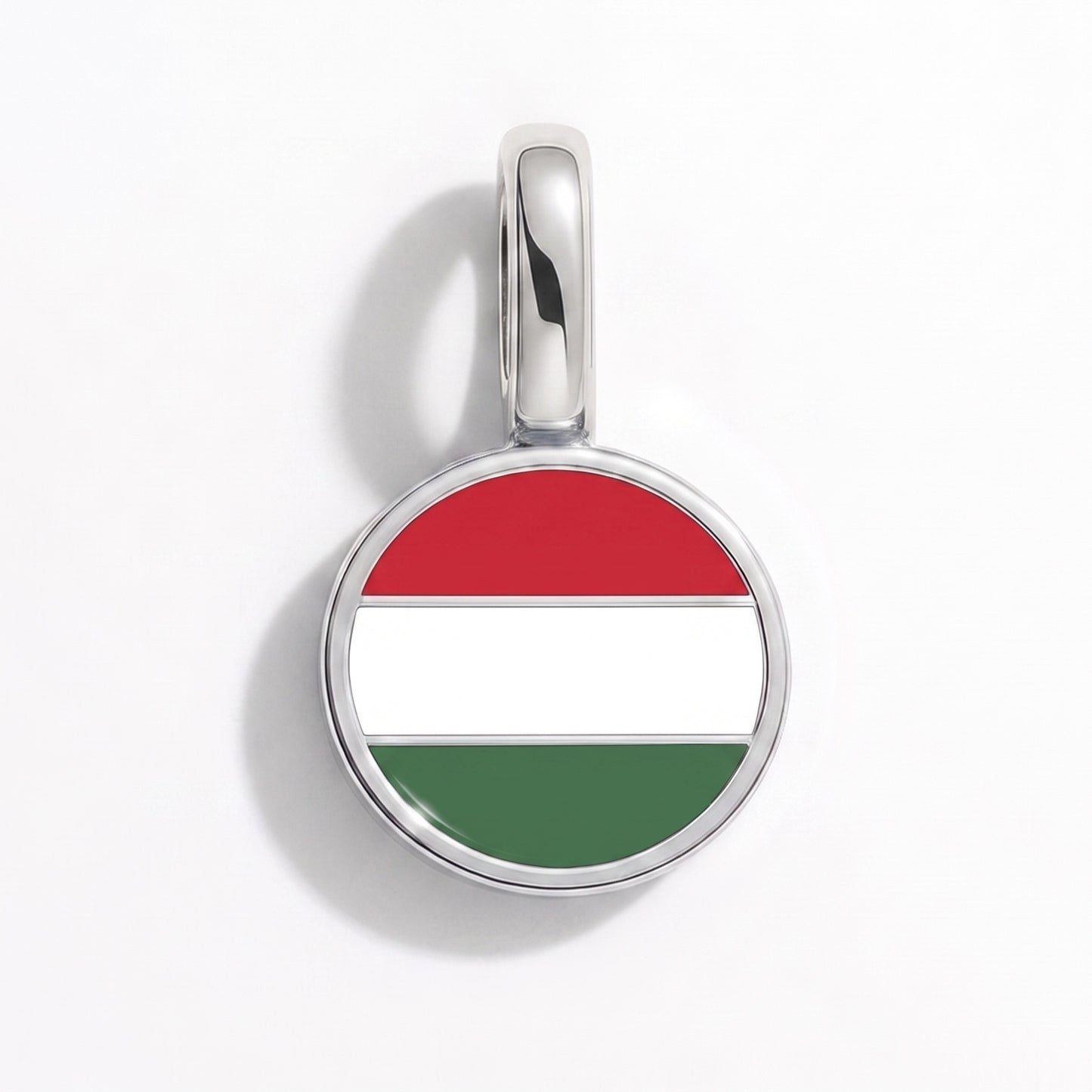 Flag charm Hungary – round silver