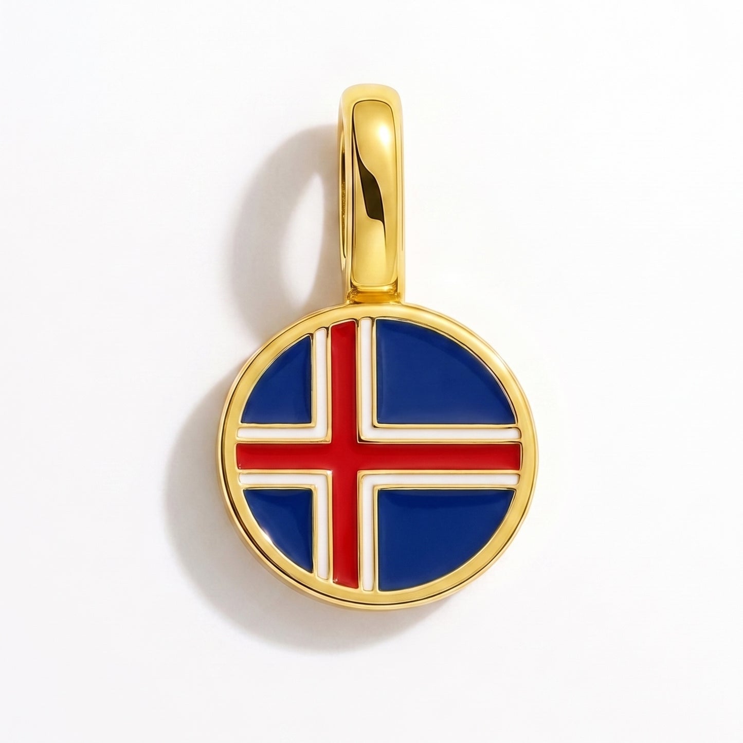 Flag charm Iceland – round gold