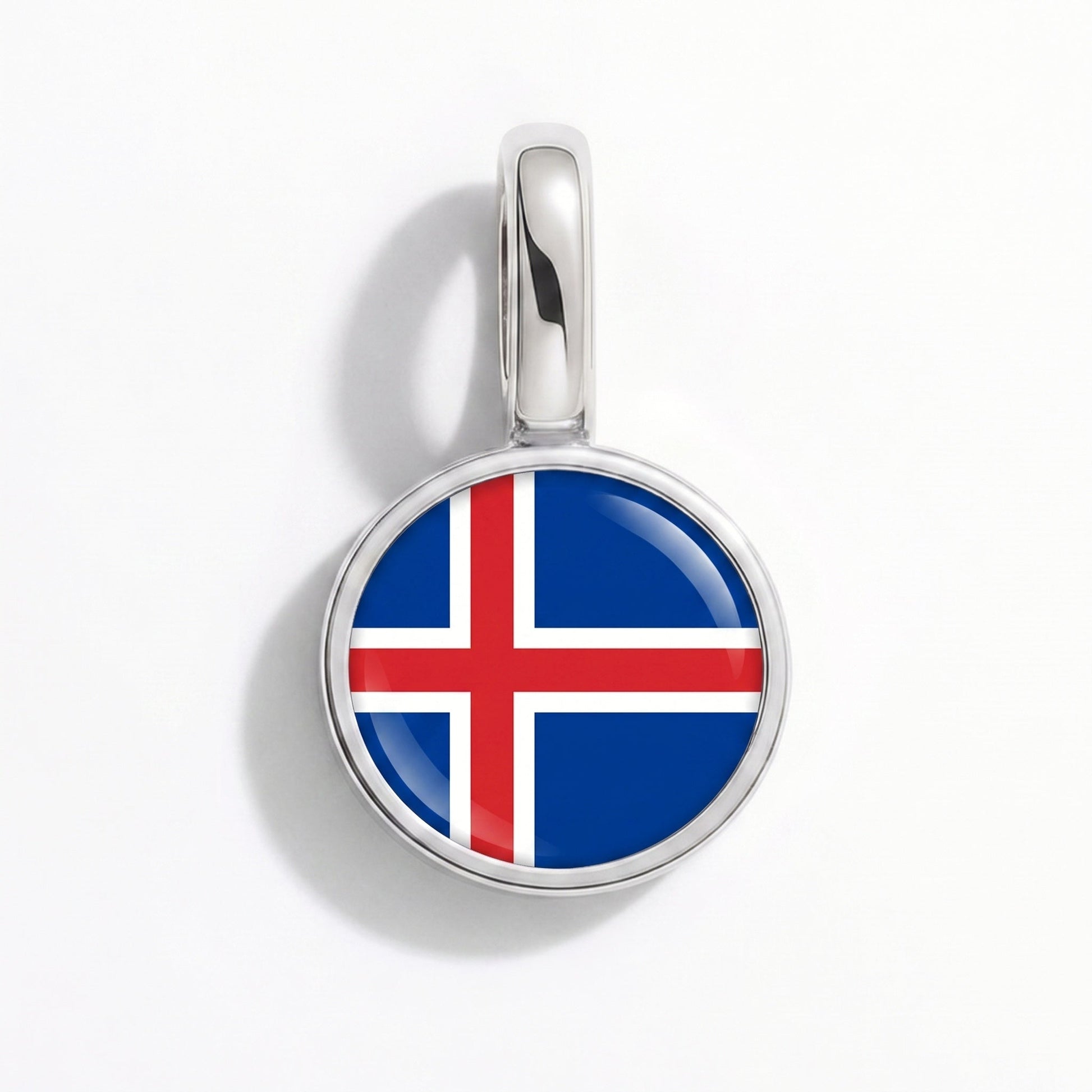 Flag charm Iceland – rectangular silver