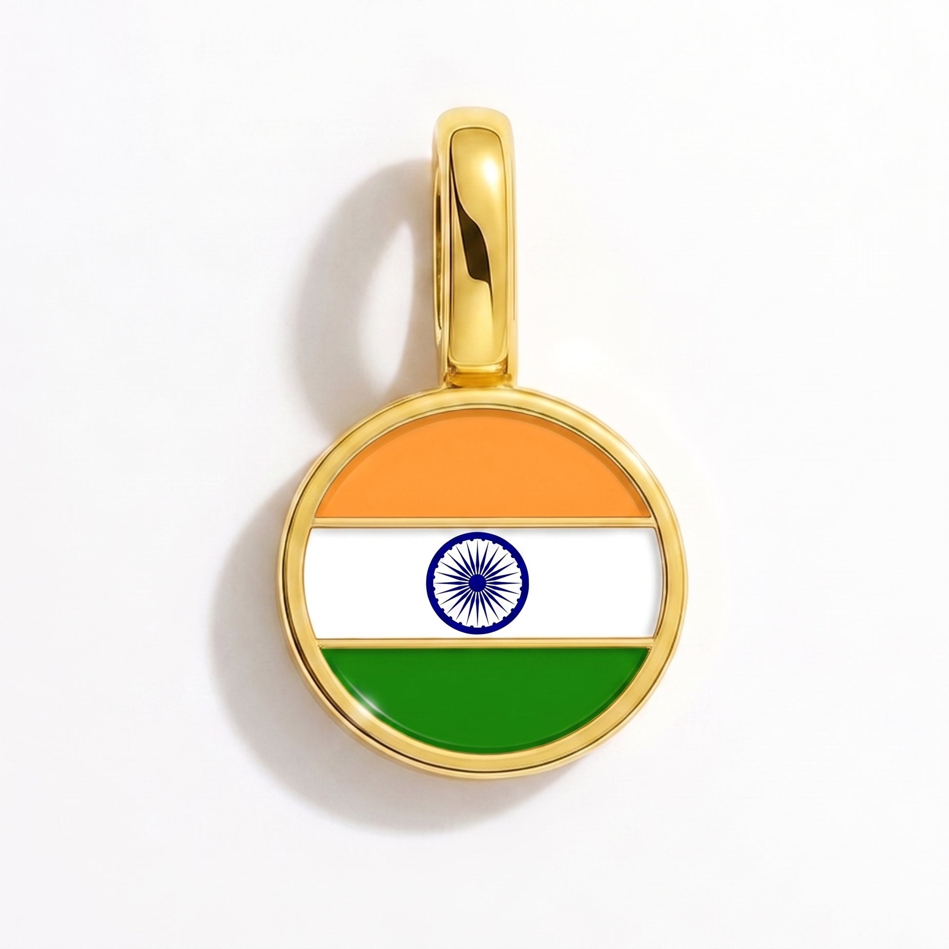 Flag charm India – round gold