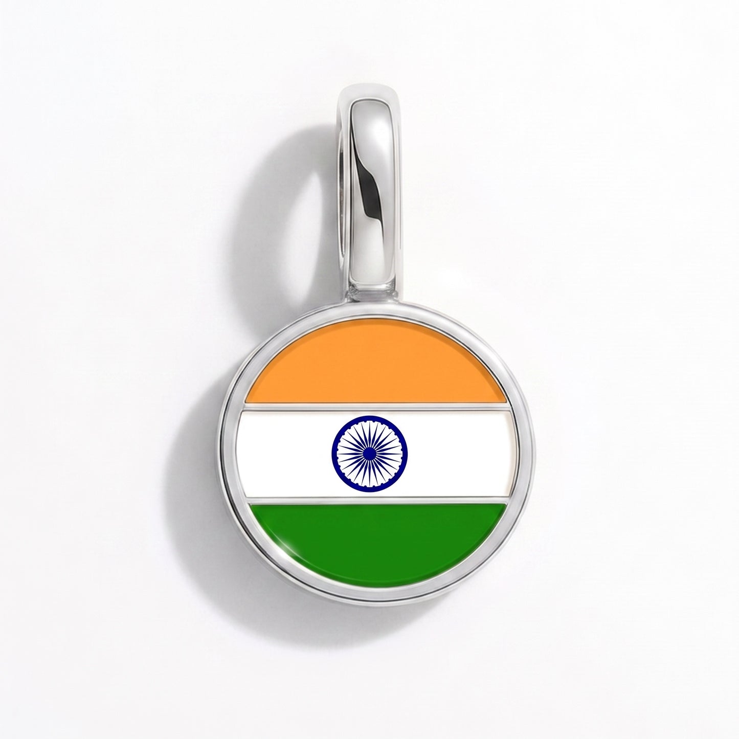 Flag charm India – round silver