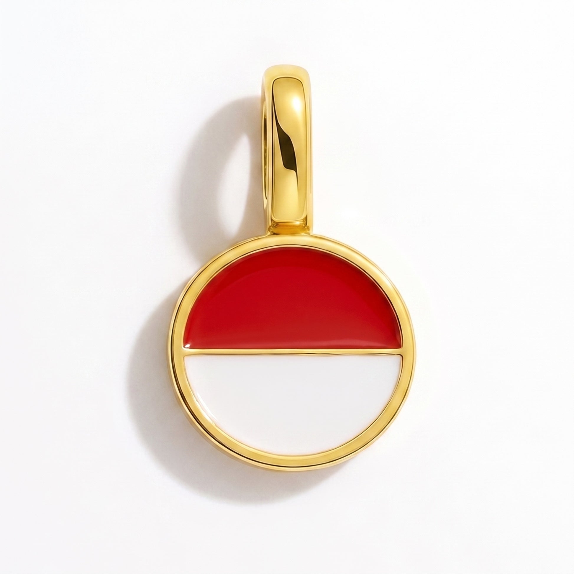 Flag charm Indonesia – round gold