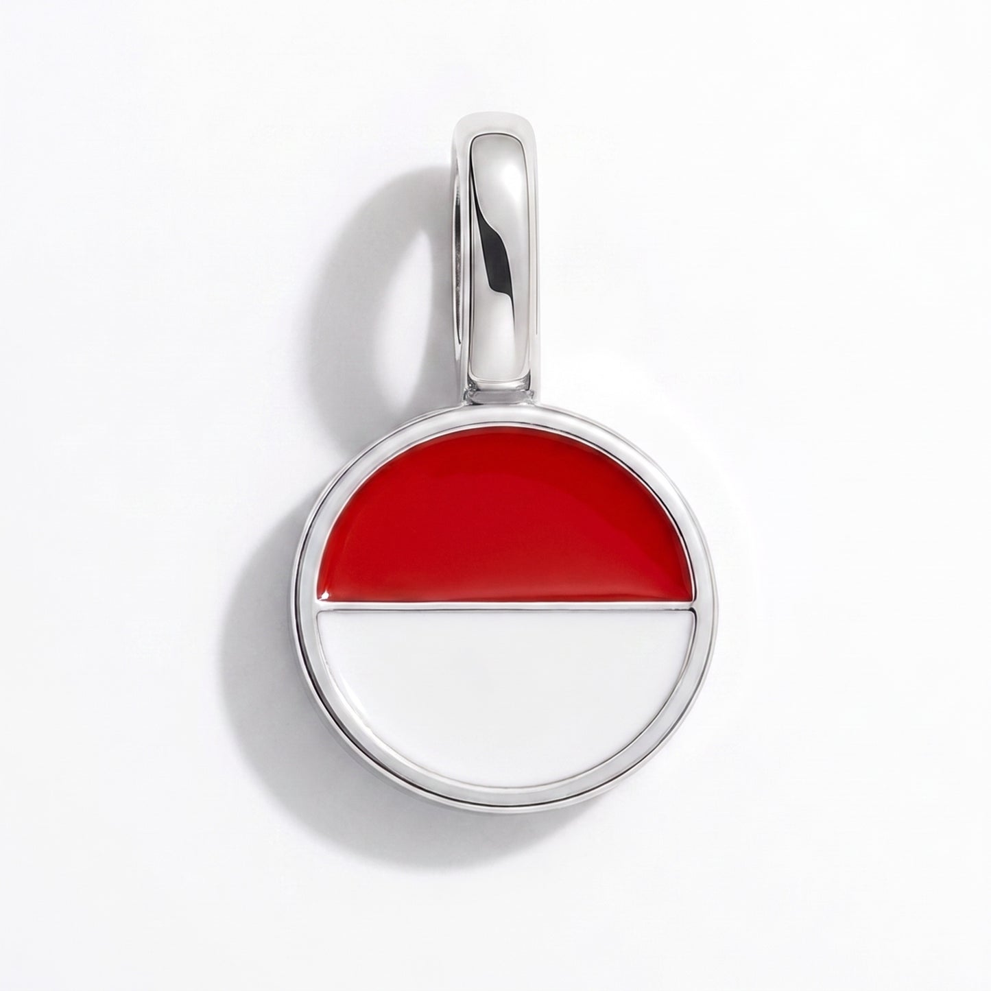 Flag charm Indonesia – round silver