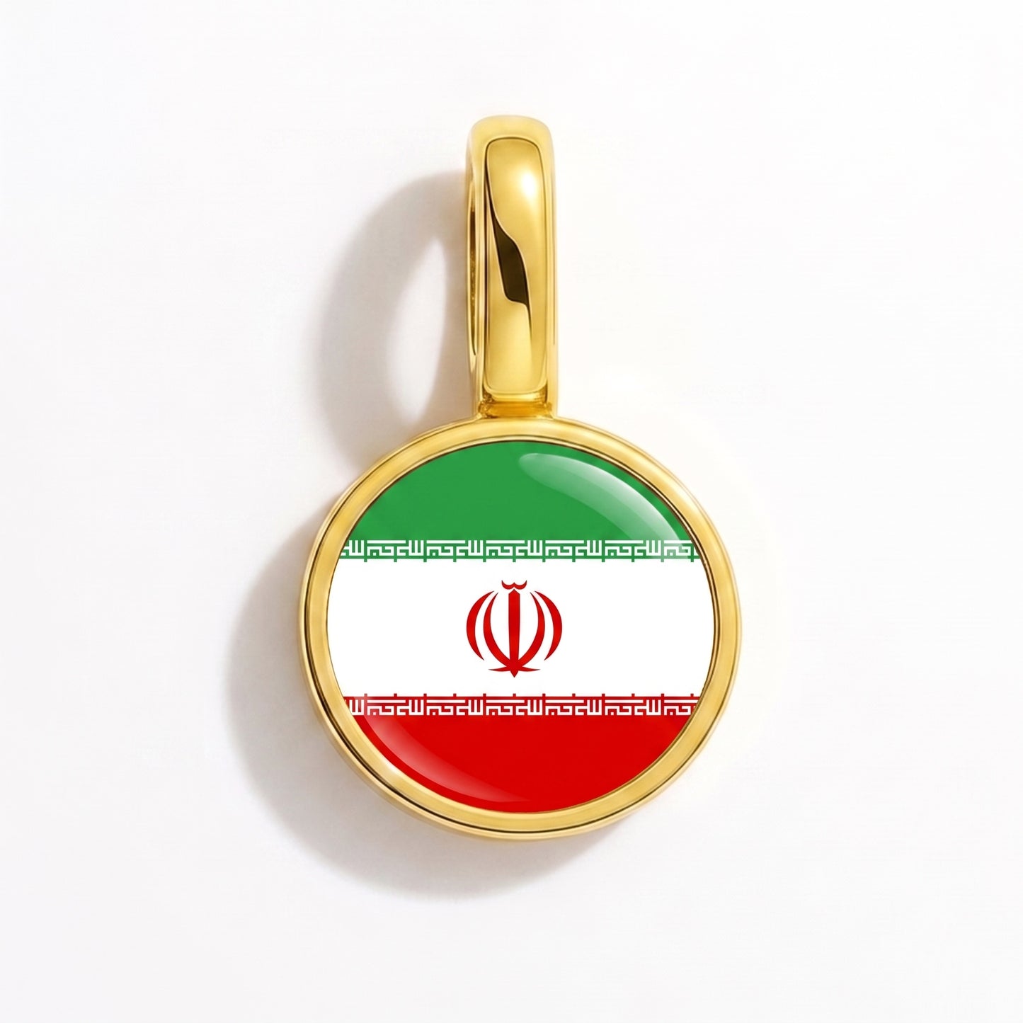 Flag charm Iran – round gold