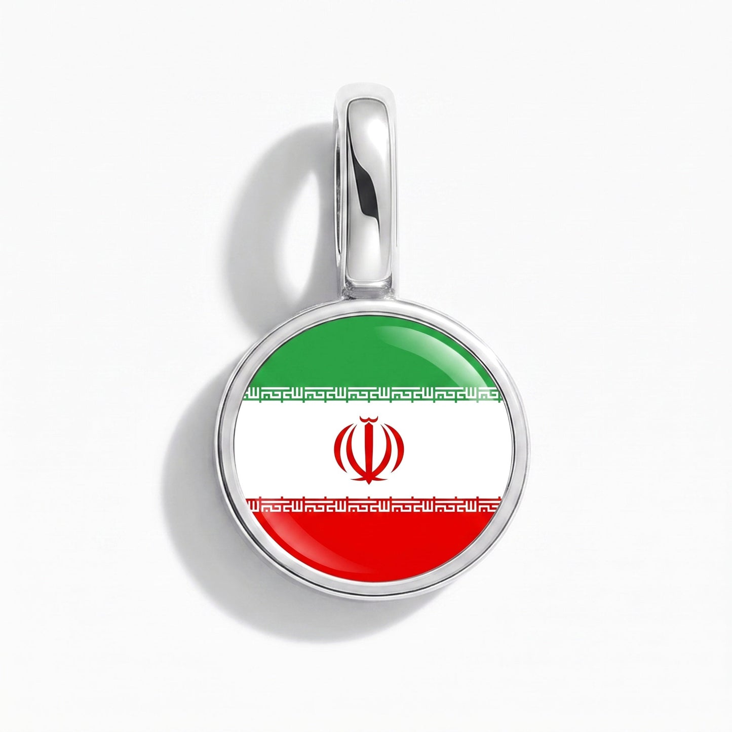 Flag charm Iran – rectangular silver