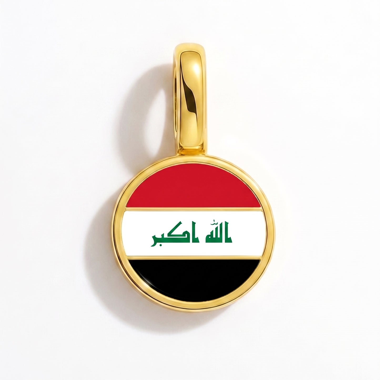 Flag charm Iraq – round gold