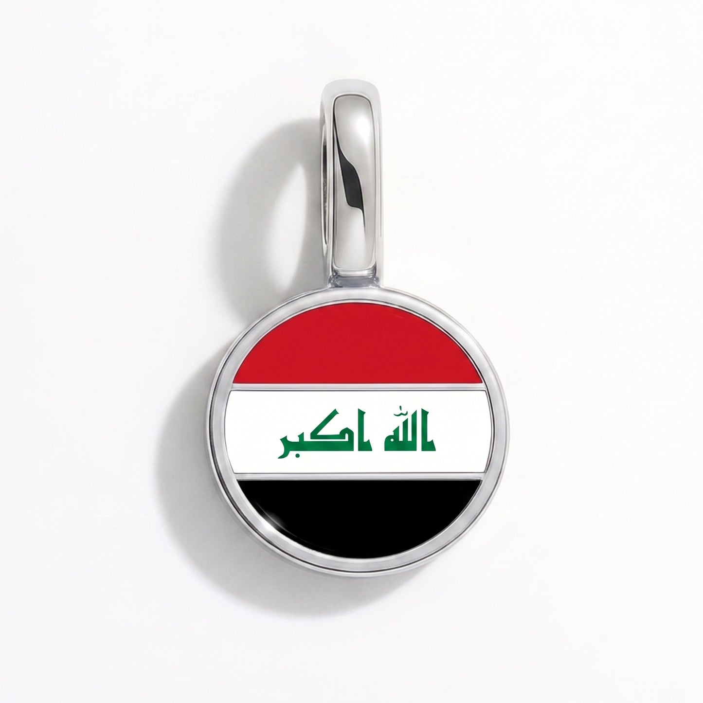 Flag charm Iraq – round silver