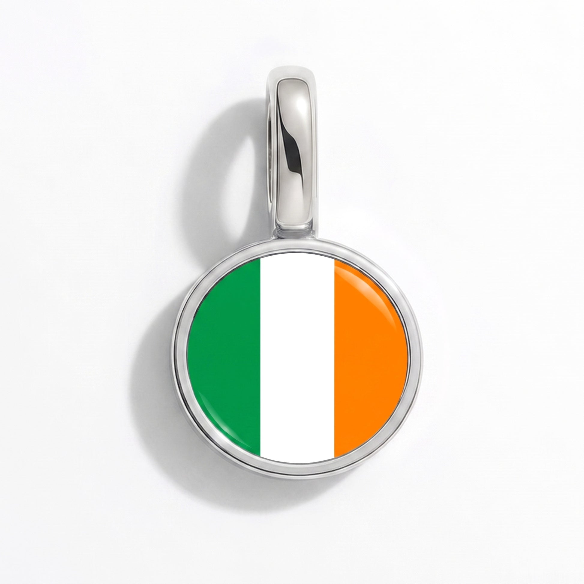 Flag charm Ireland – round silver