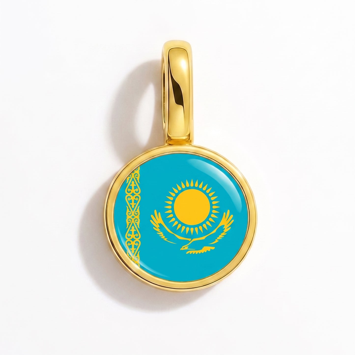 Flag charm Kazakhstan – round gold