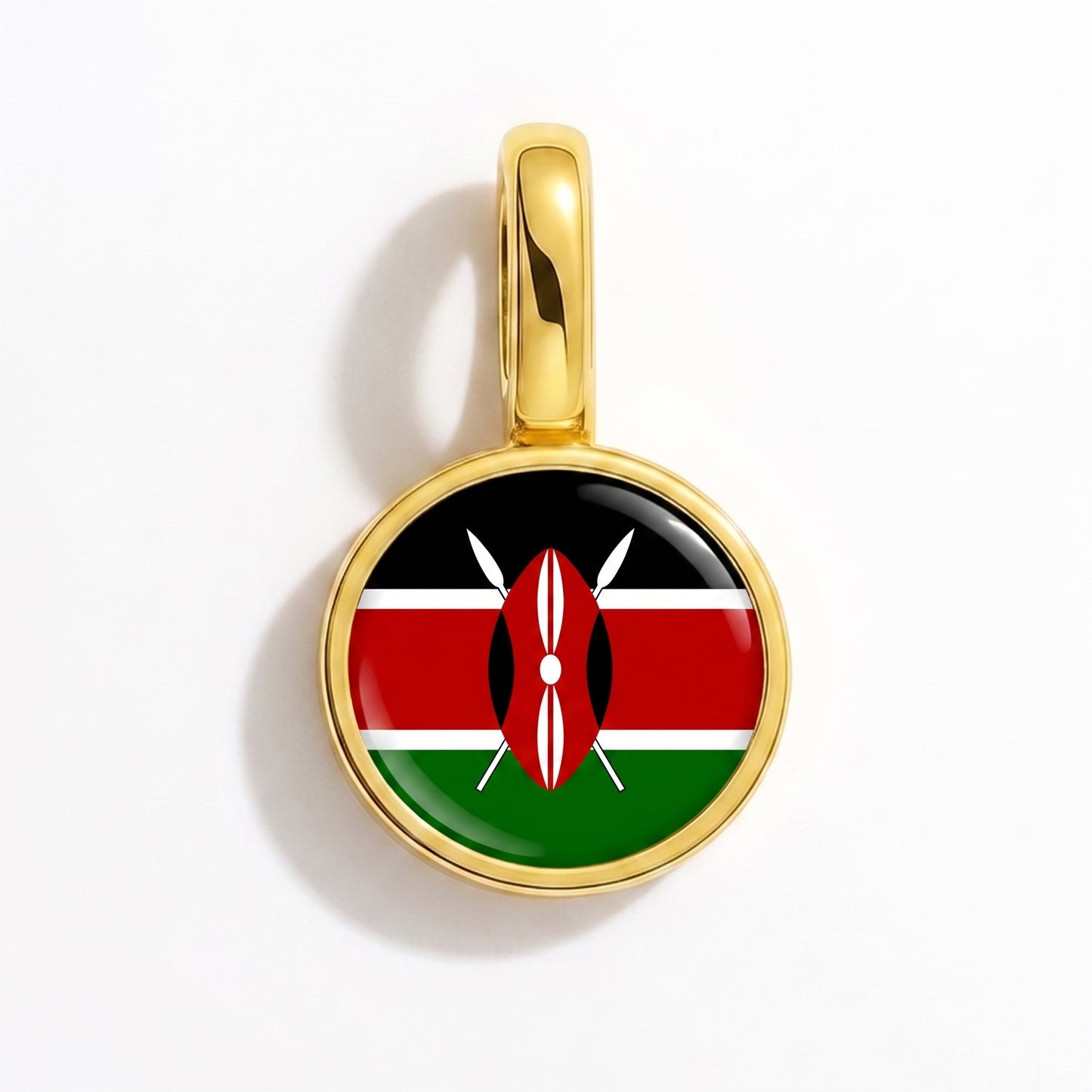 Flag charm Kenya – round gold