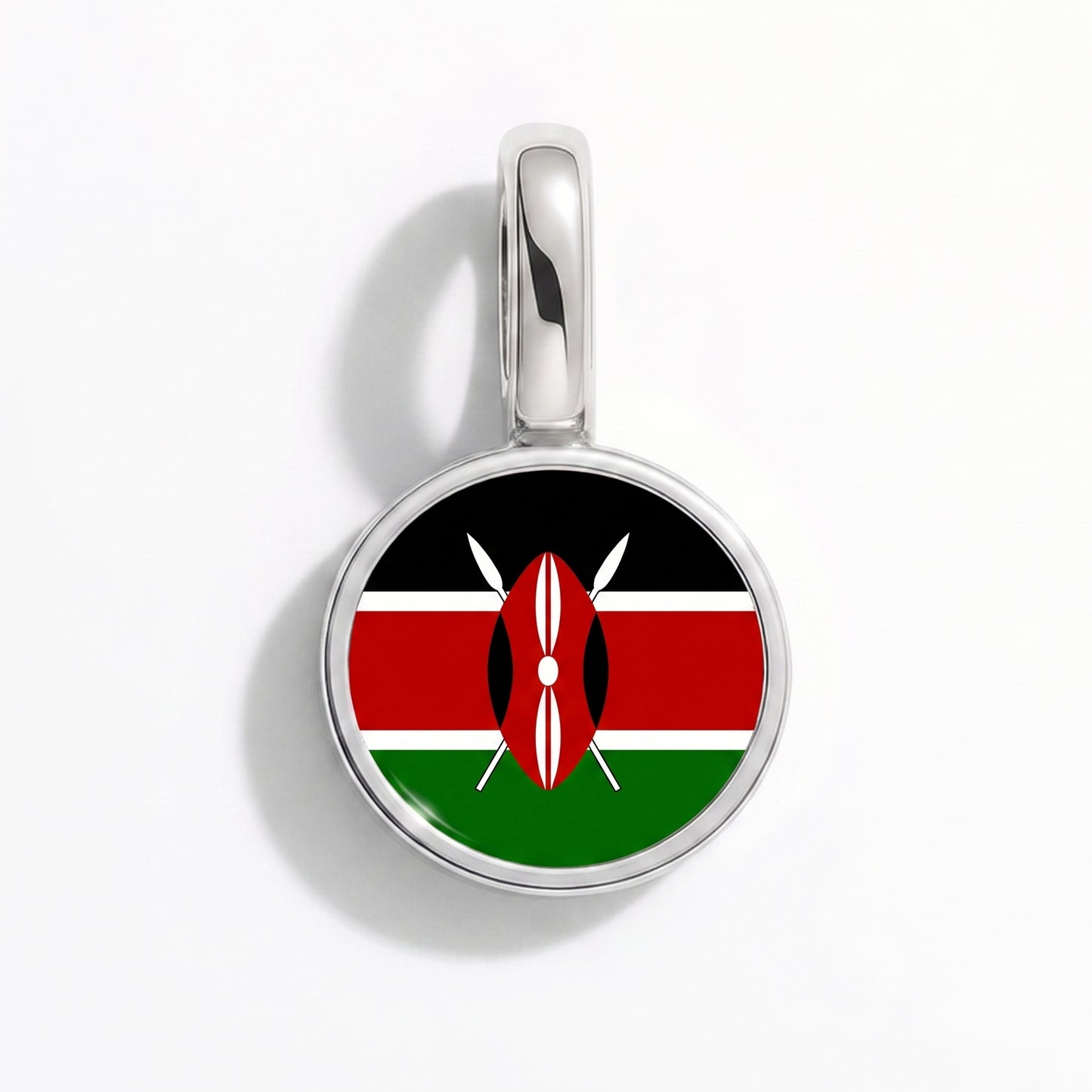 Flag charm Kenya – round silver