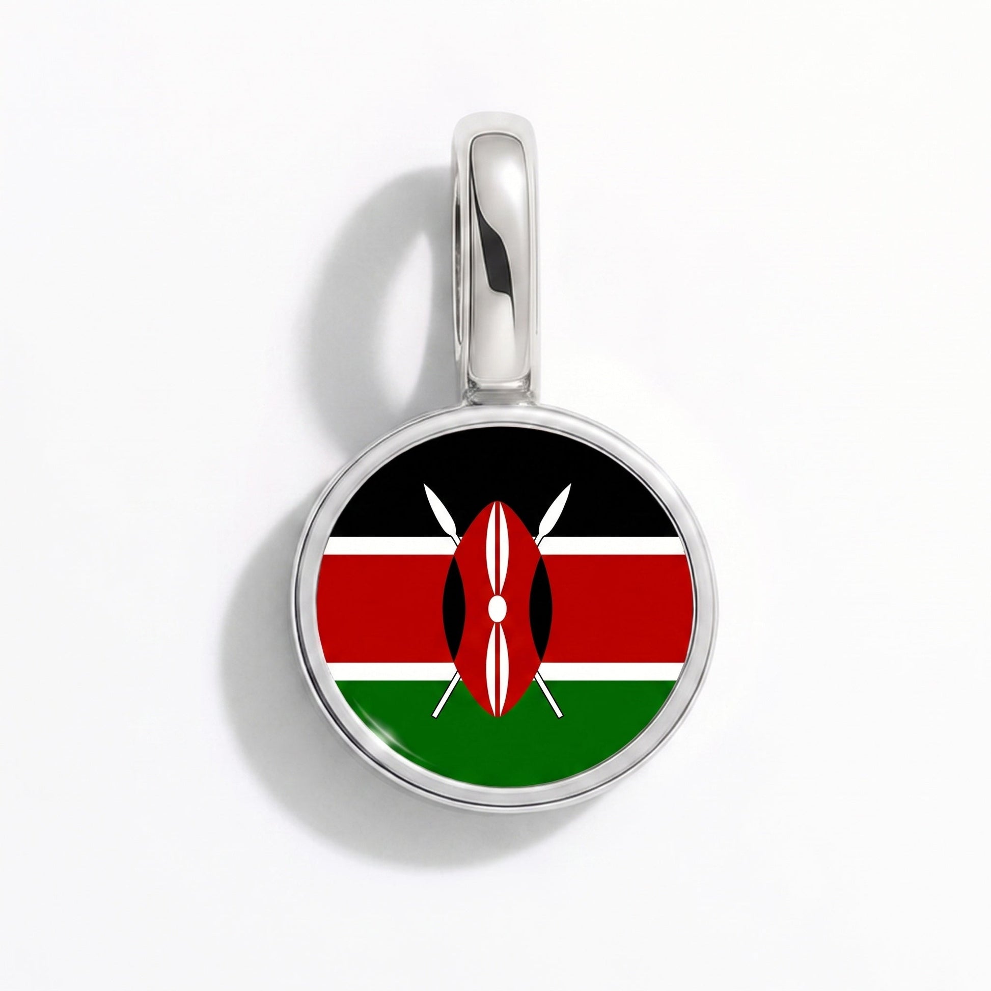 Flag charm Kenya – rectangular silver