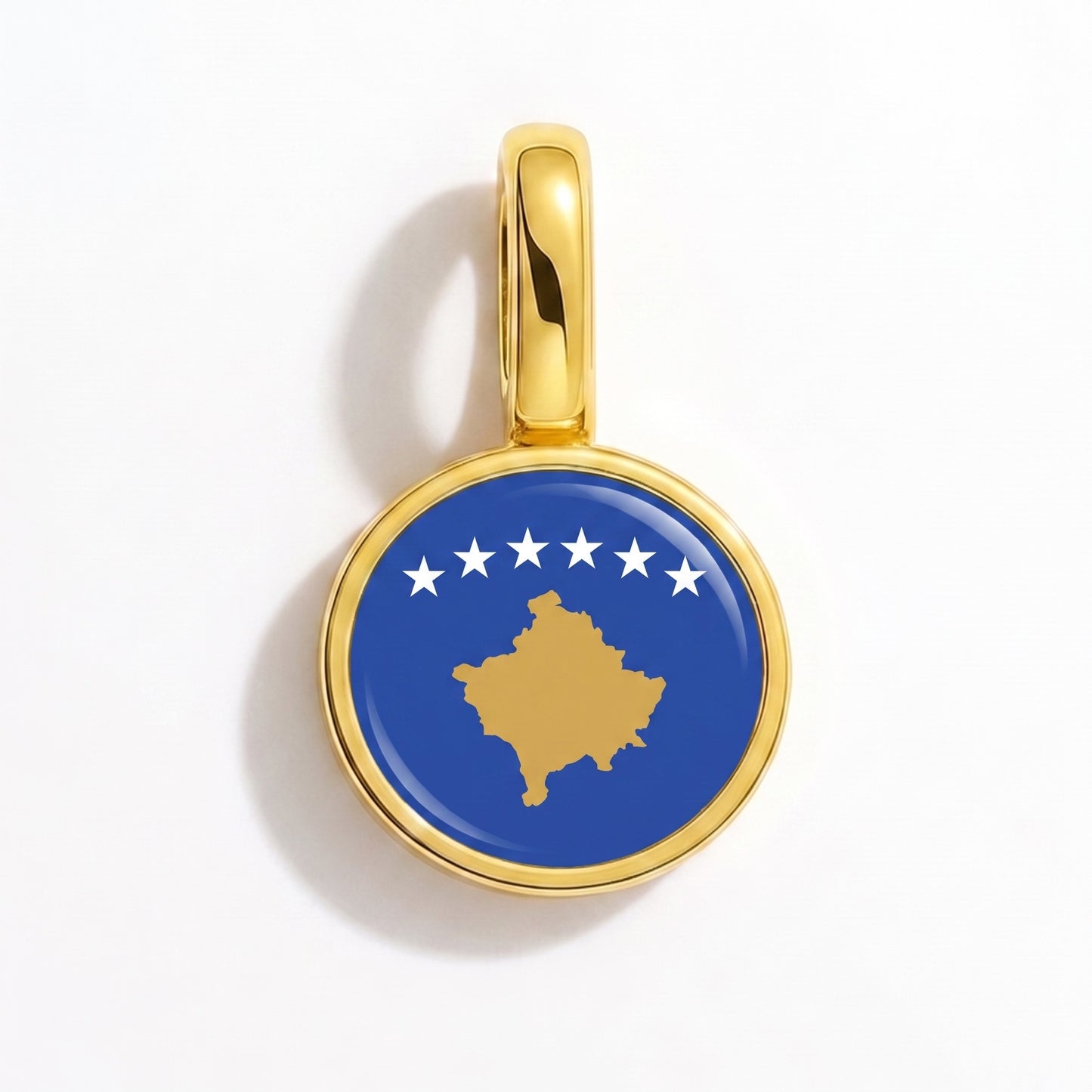 Flag charm Kosovo – round gold