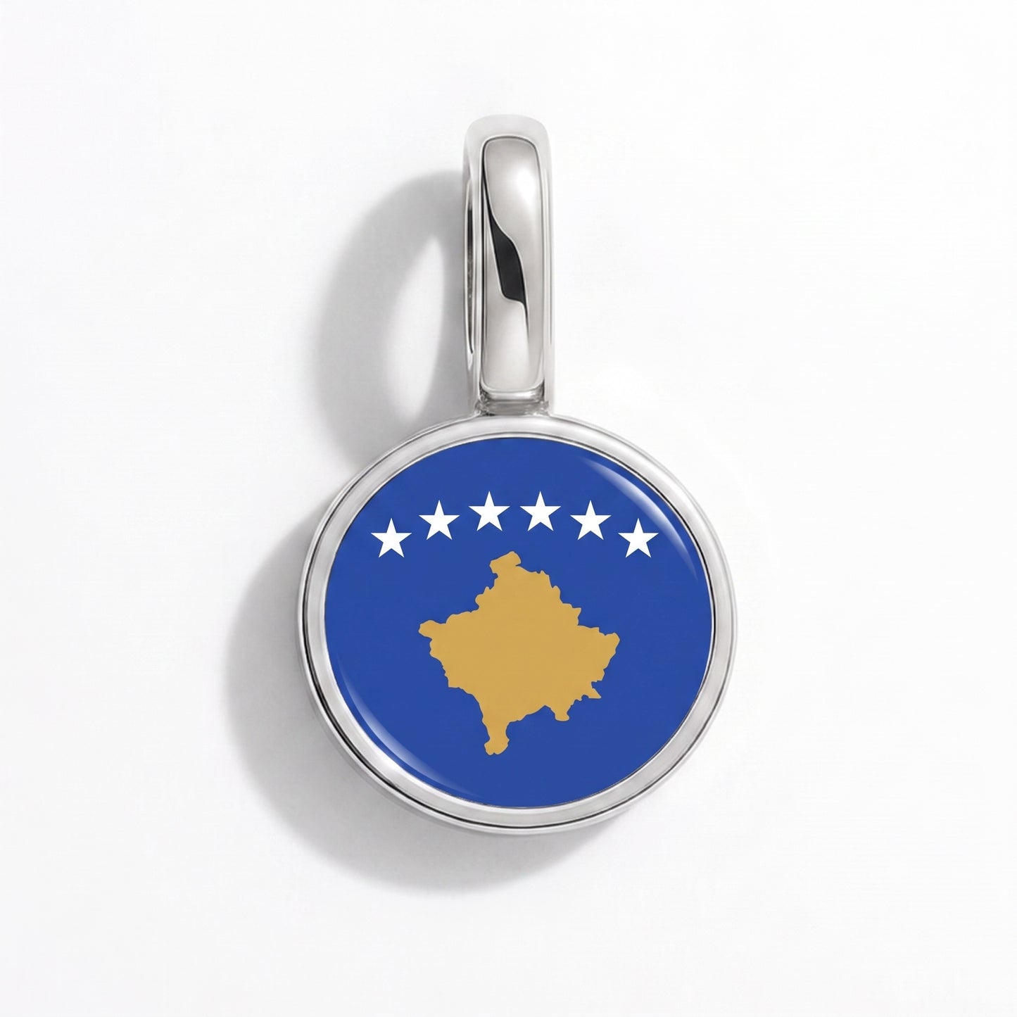 Flag charm Kosovo – round silver