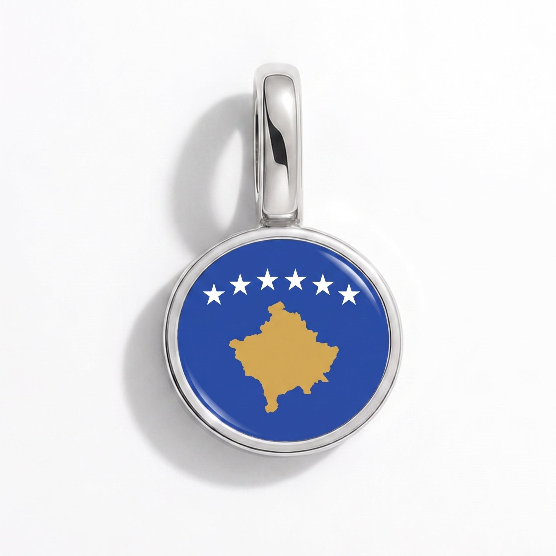 Flag charm Kosovo – rectangular silver